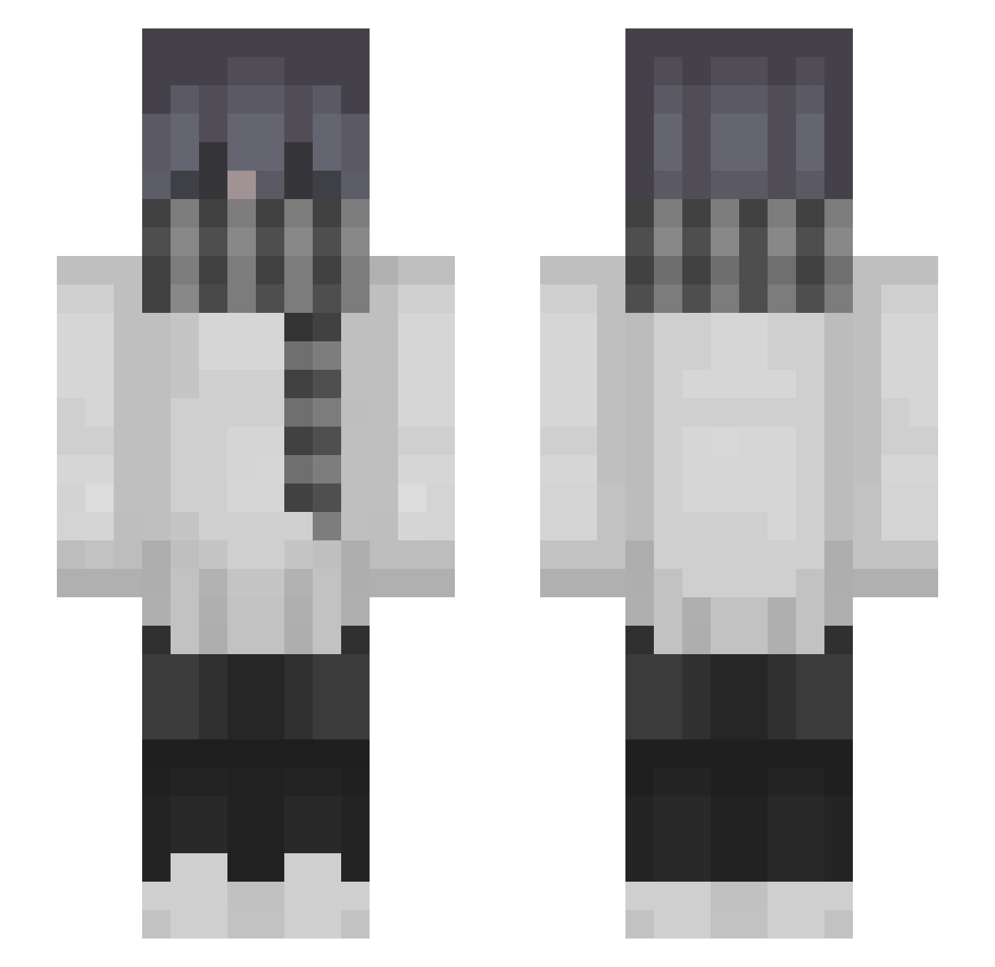 skarce Minecraft skin, front and back view