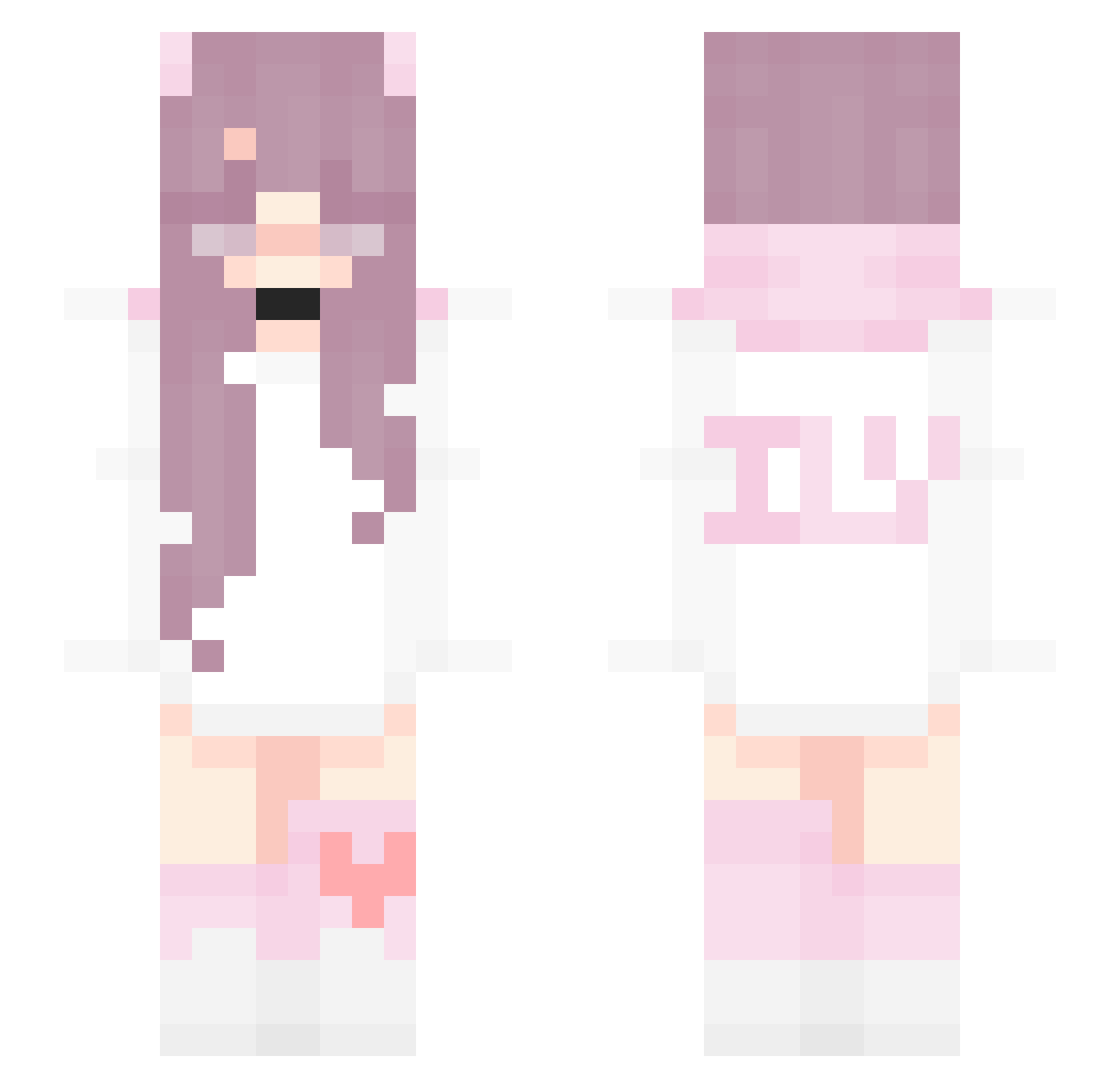 xsleepy_bunnyx Minecraft skin, front and back view