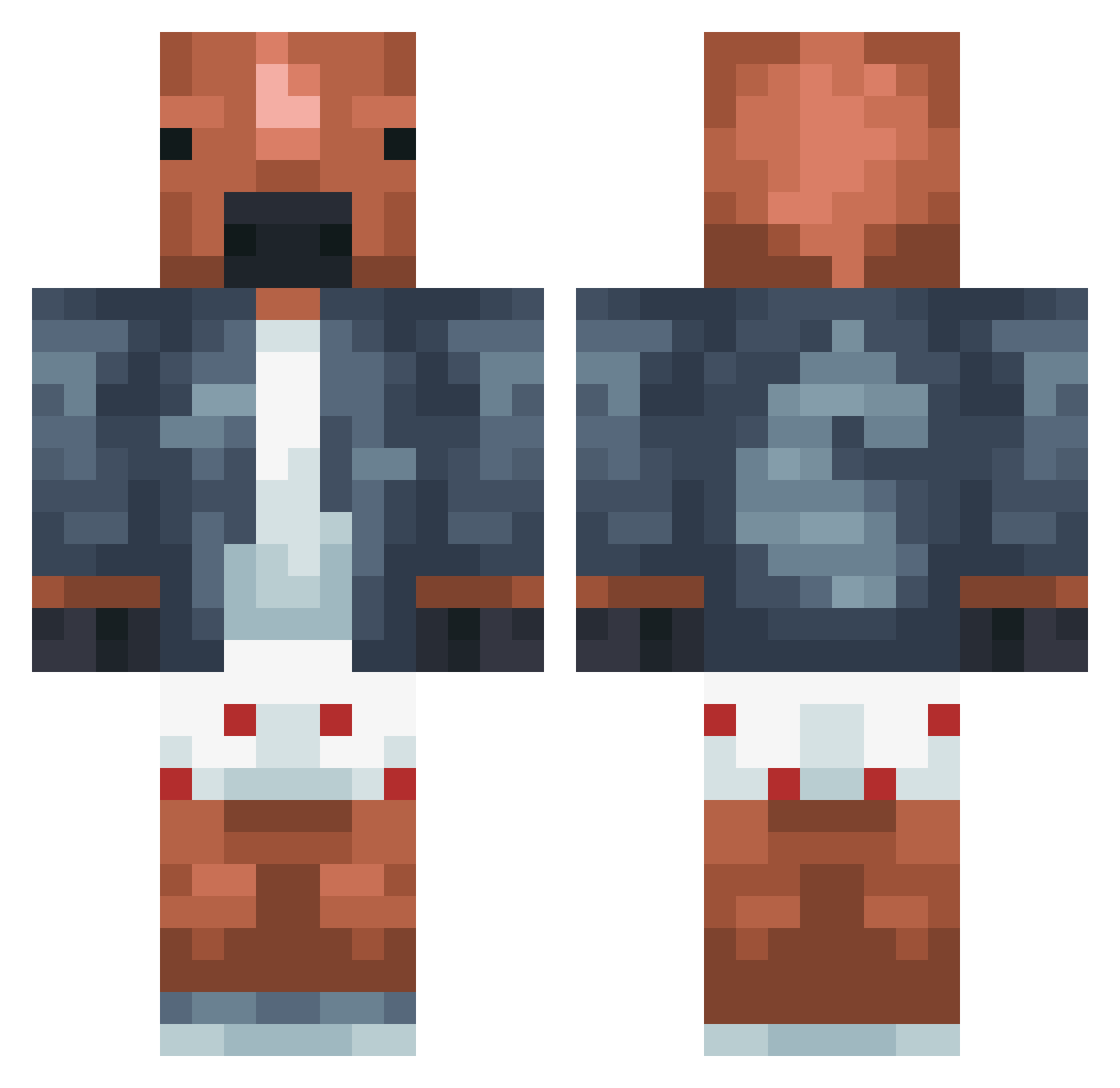 Ze0rr Minecraft skin, front and back view