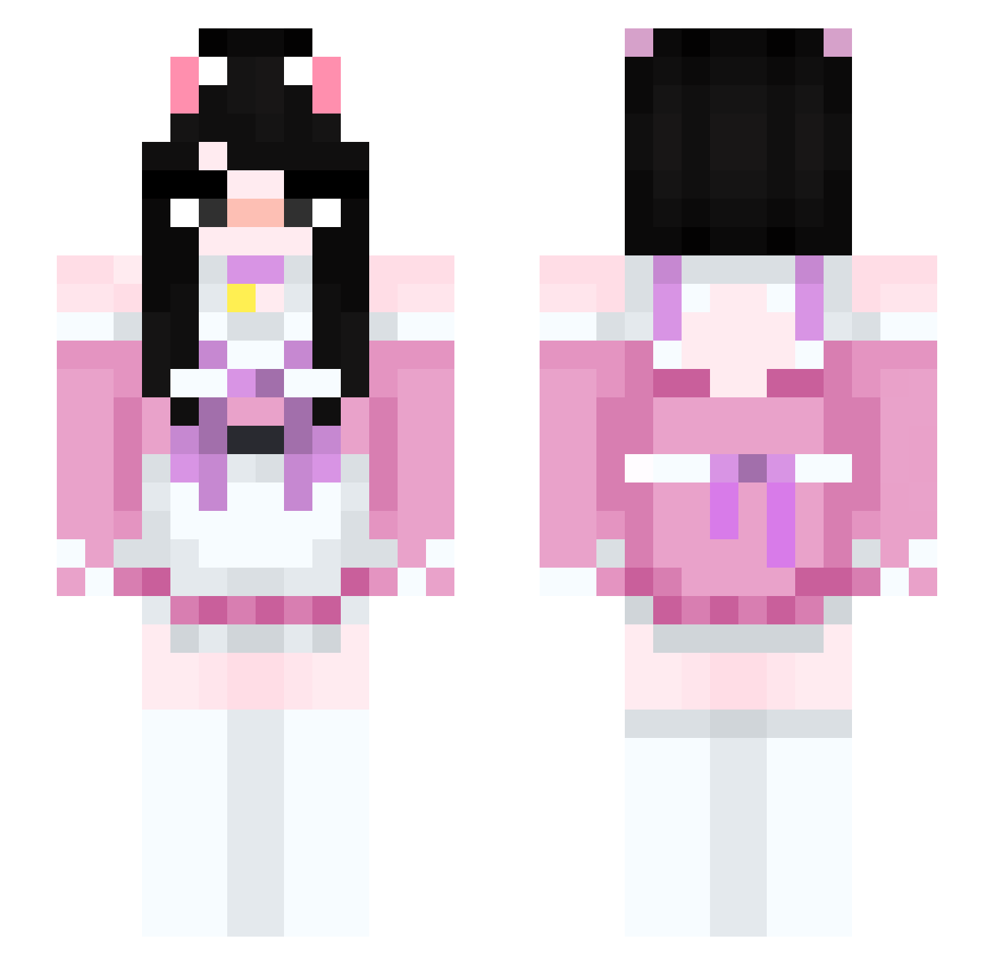 Transvestism Minecraft skin, front and back view