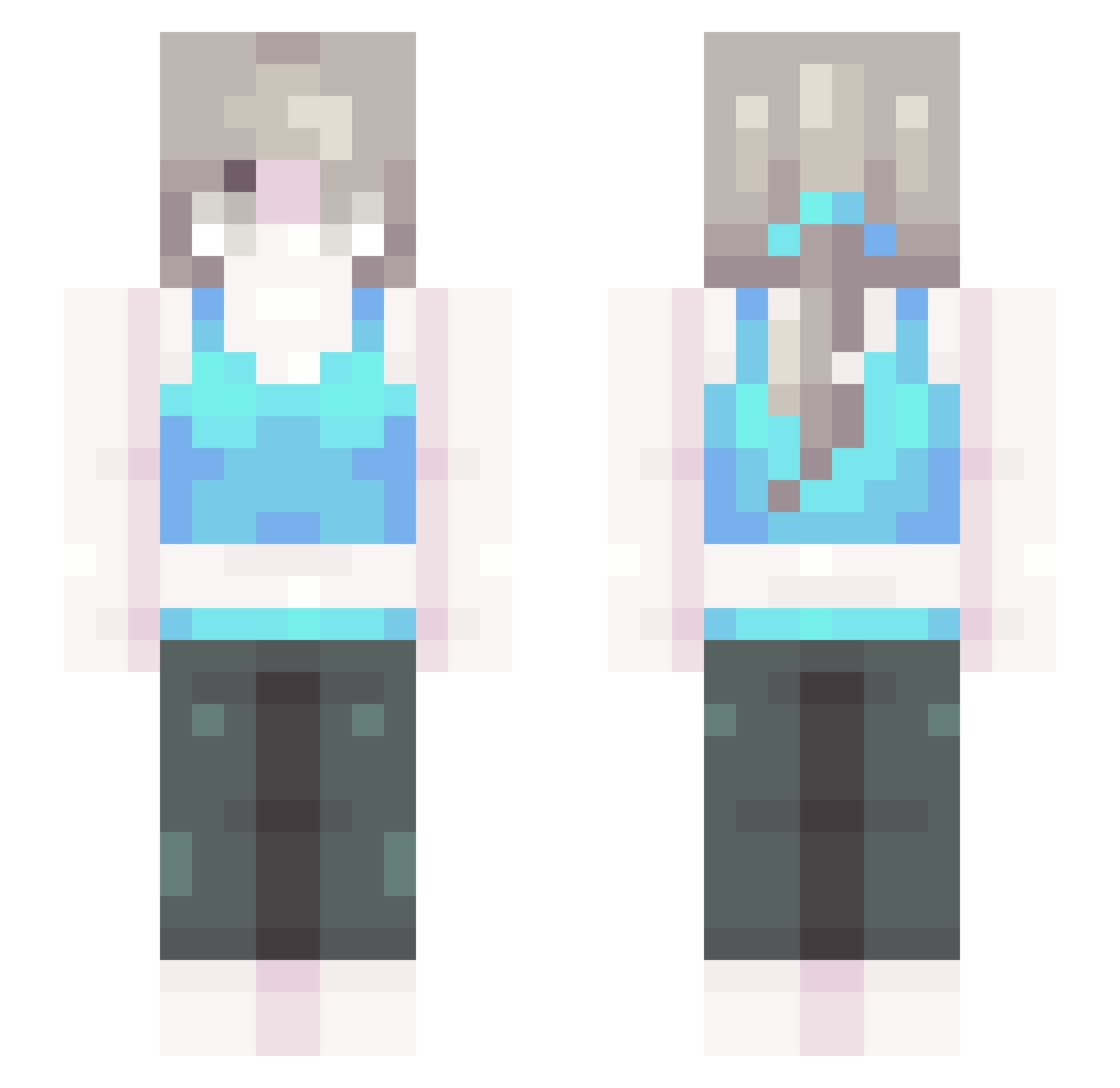 TimeForToast Minecraft skin, front and back view
