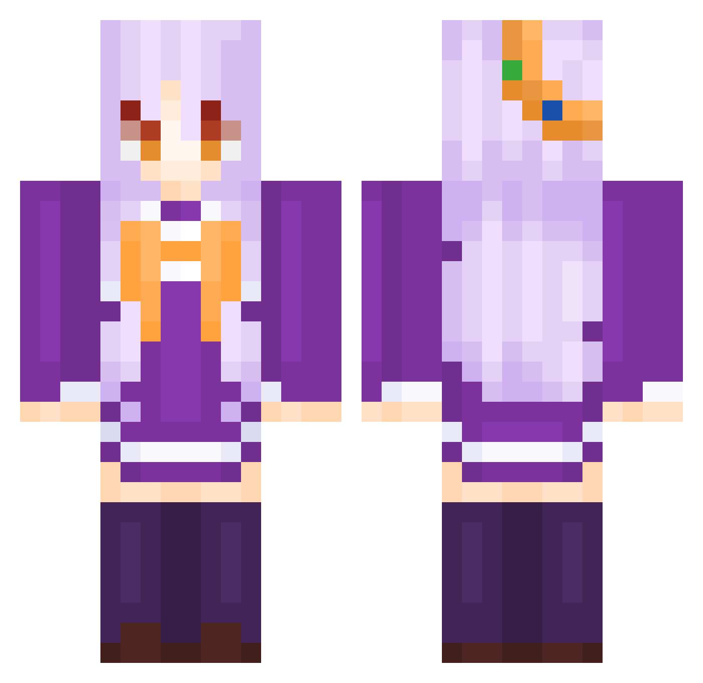 TwistedTessa Minecraft skin, front and back view