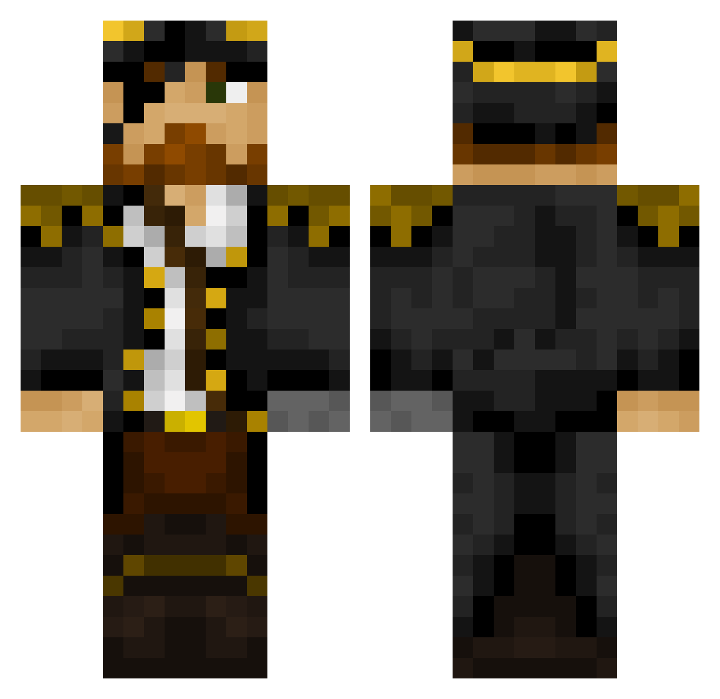 Brachydactyly Minecraft skin, front and back view