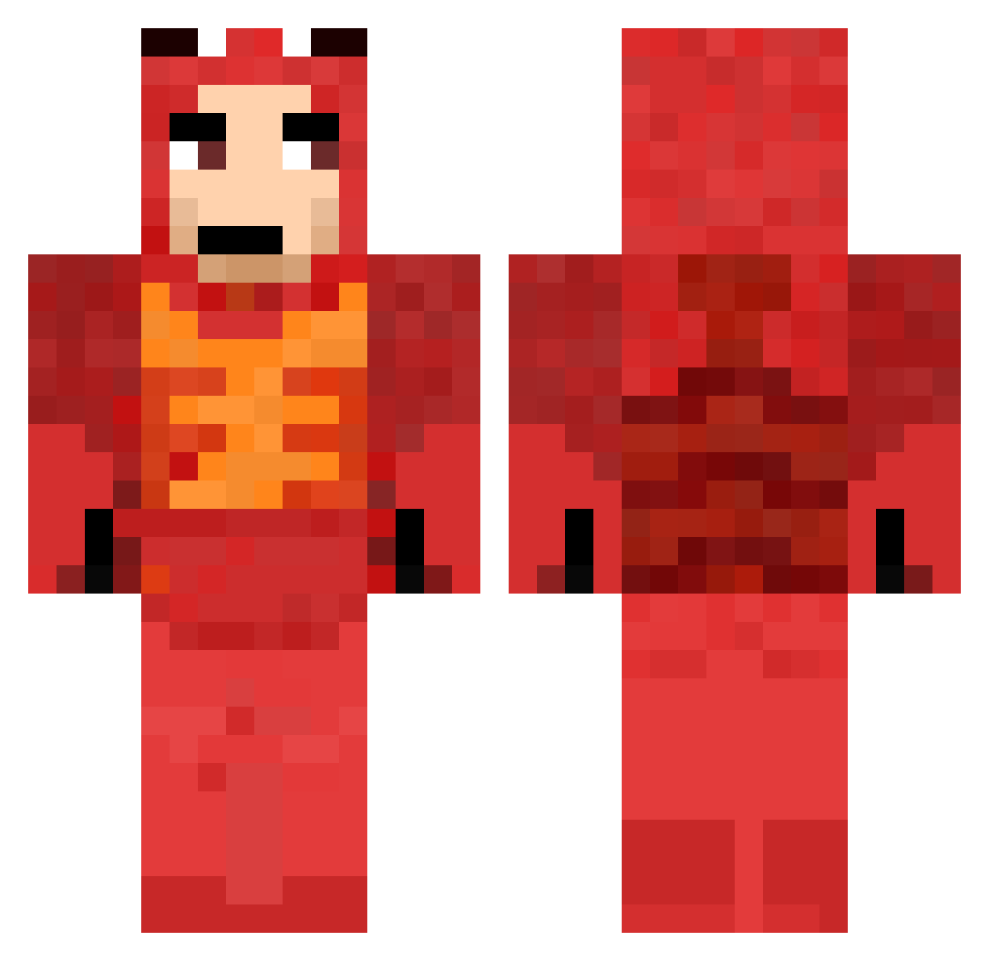 Cartinator Minecraft skin, front and back view