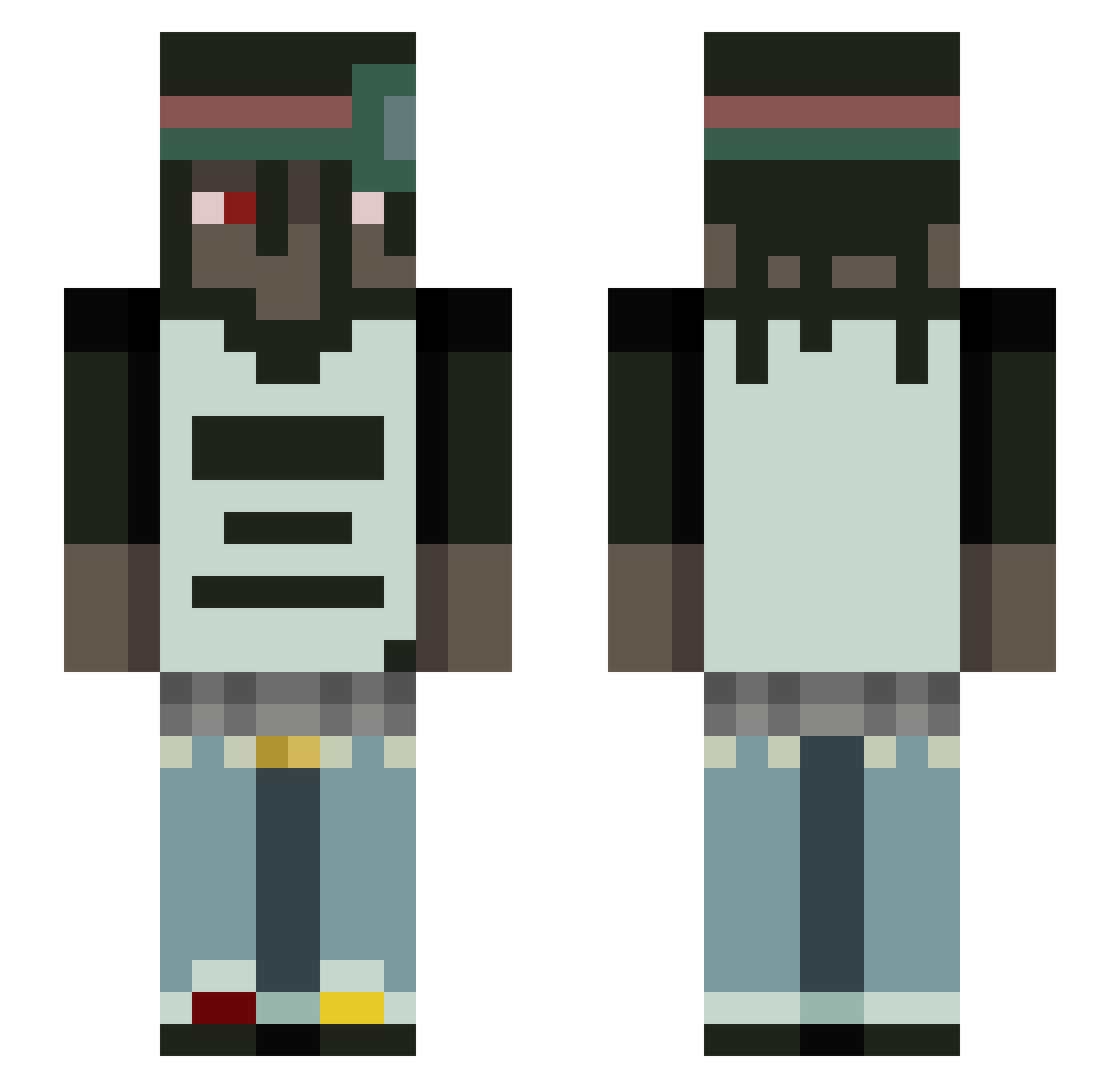 kidd_kaneki Minecraft skin, front and back view