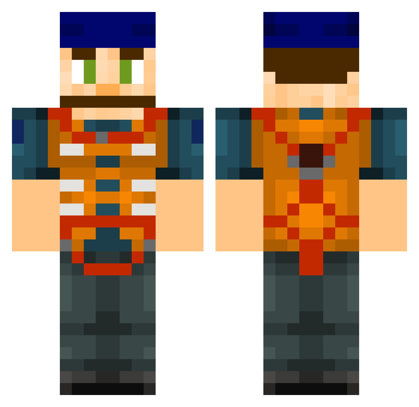 UpperDeckard Minecraft skin, front and back view