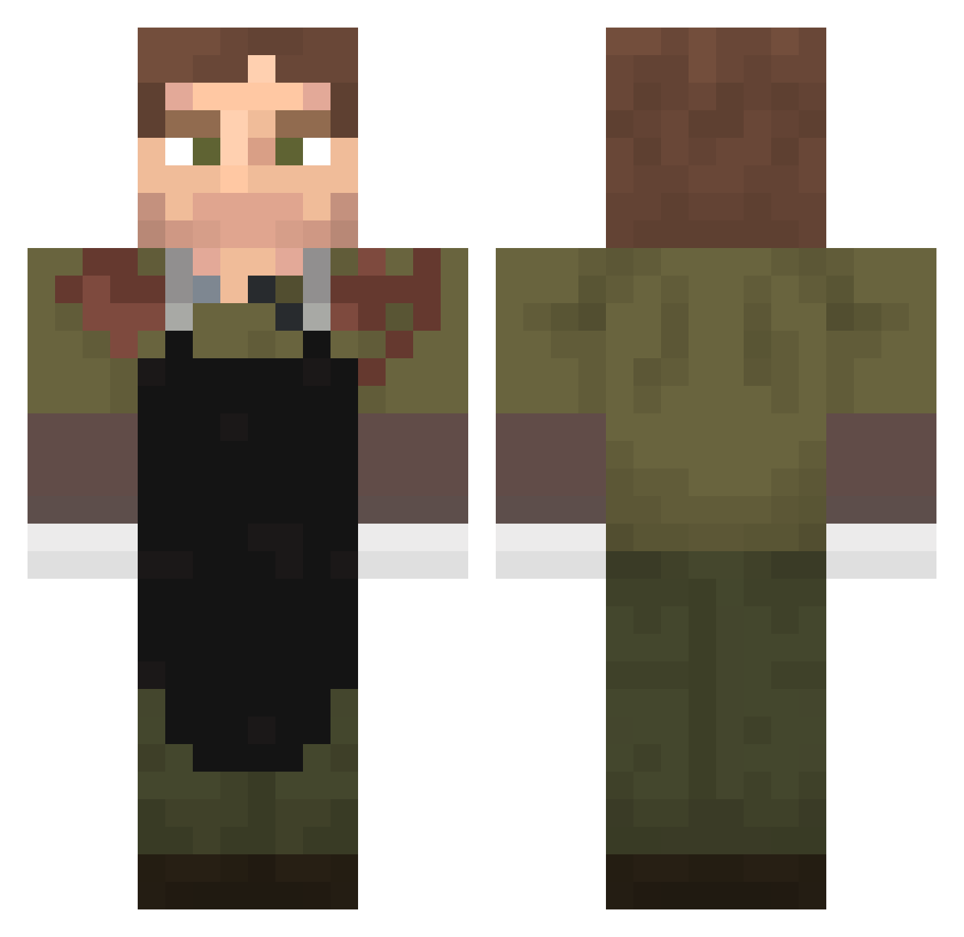 WhereIsWalle Minecraft skin, front and back view
