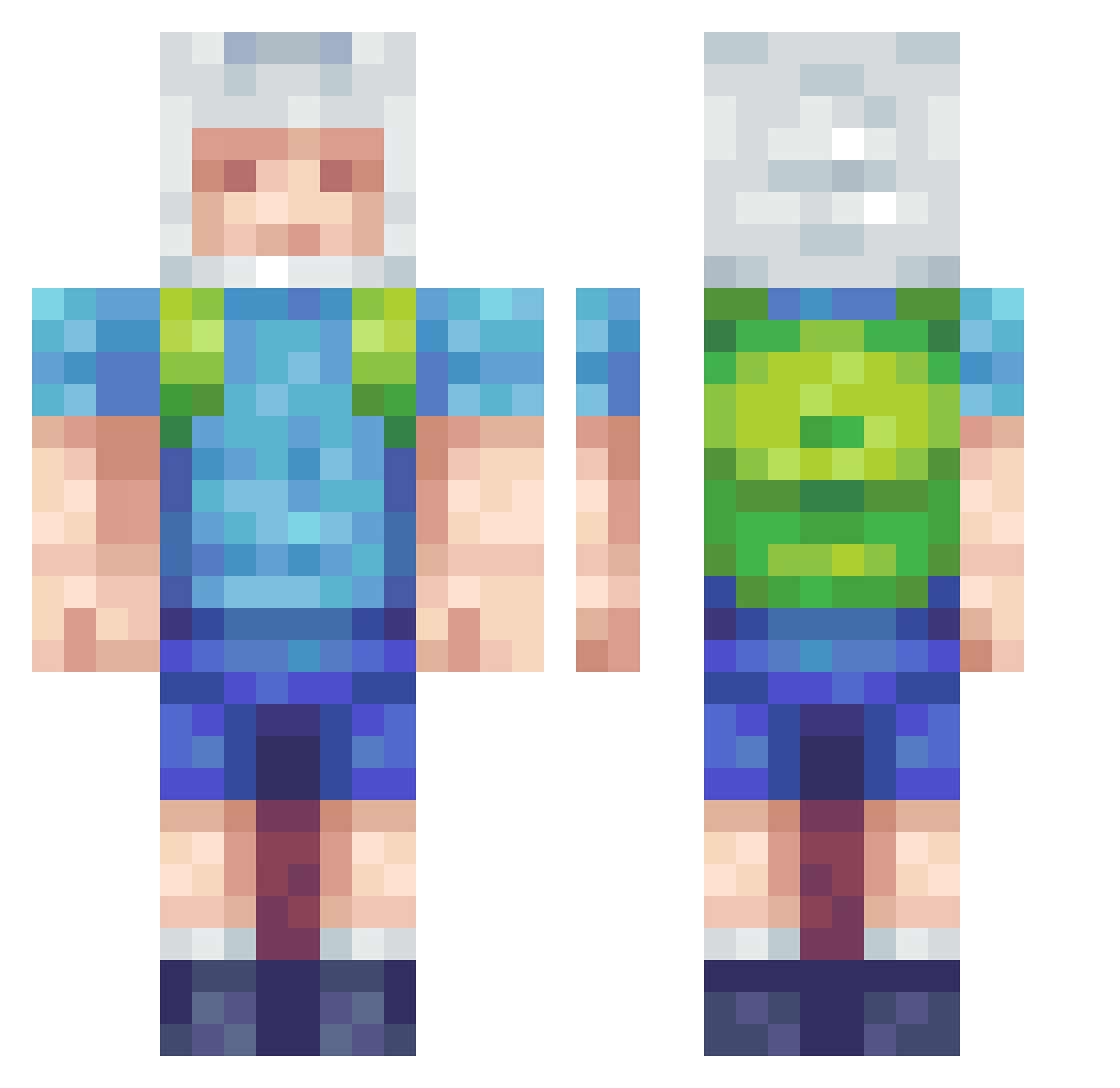 wafflebag Minecraft skin, front and back view