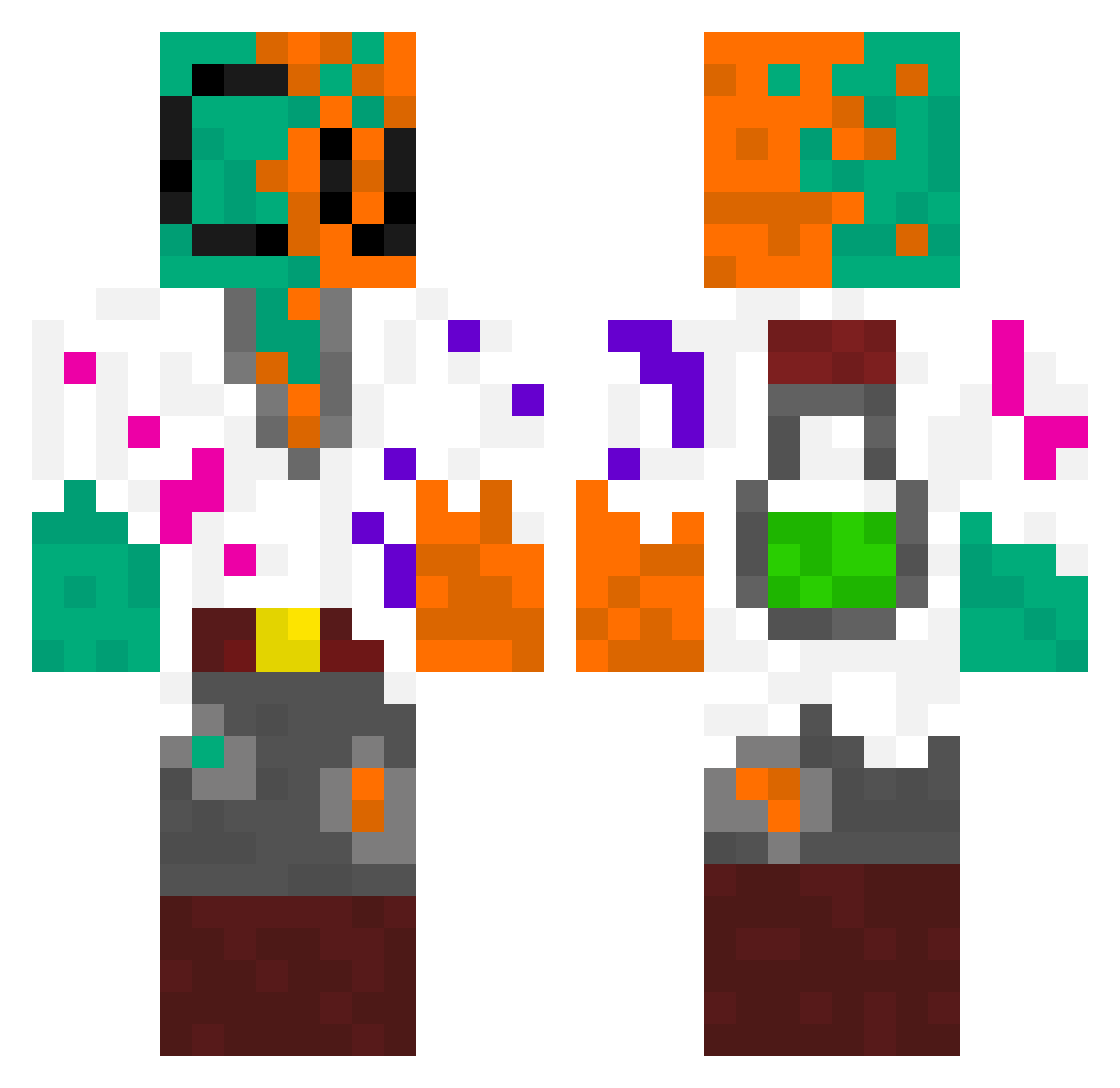 Ghost_x5 Minecraft skin, front and back view