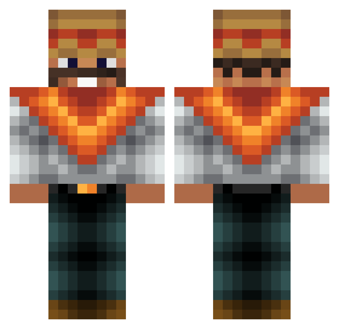 SpanishRice Minecraft skin, front and back view