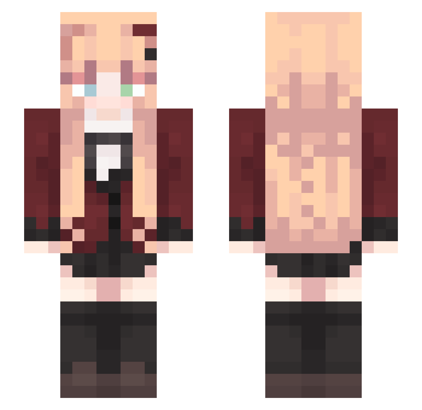 SpareSinnamon Minecraft skin, front and back view