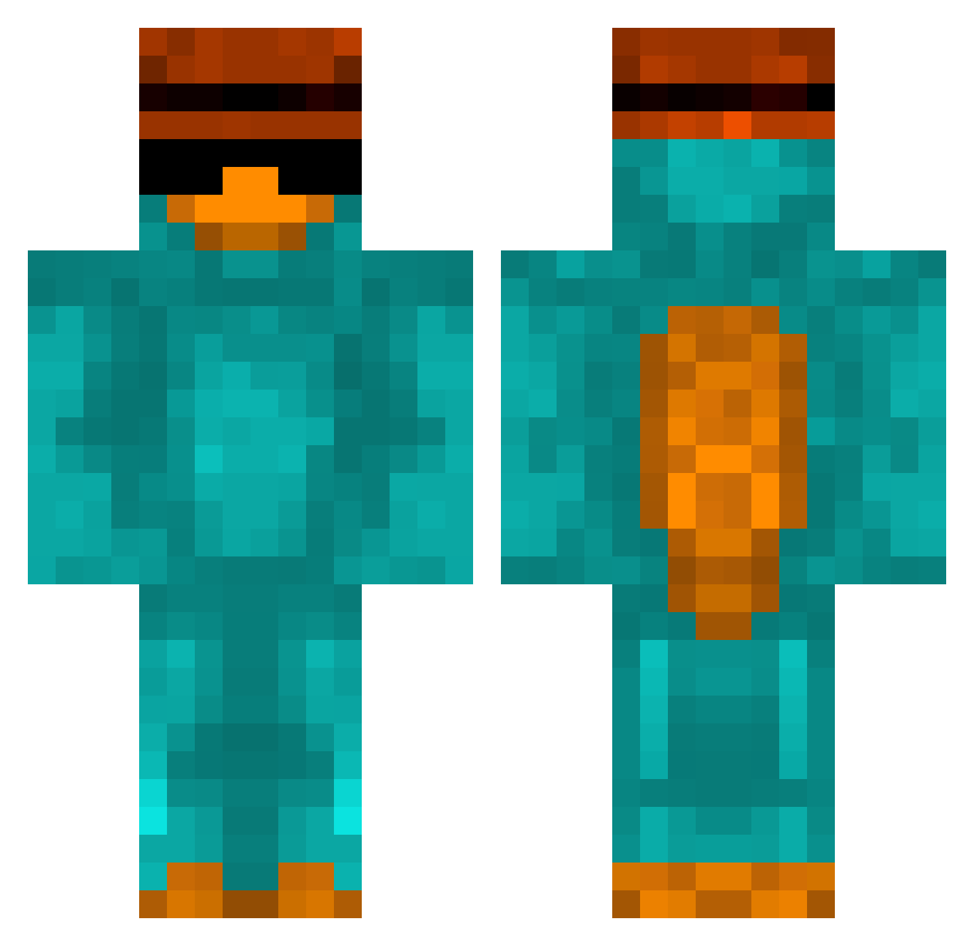 courtesybull Minecraft skin, front and back view