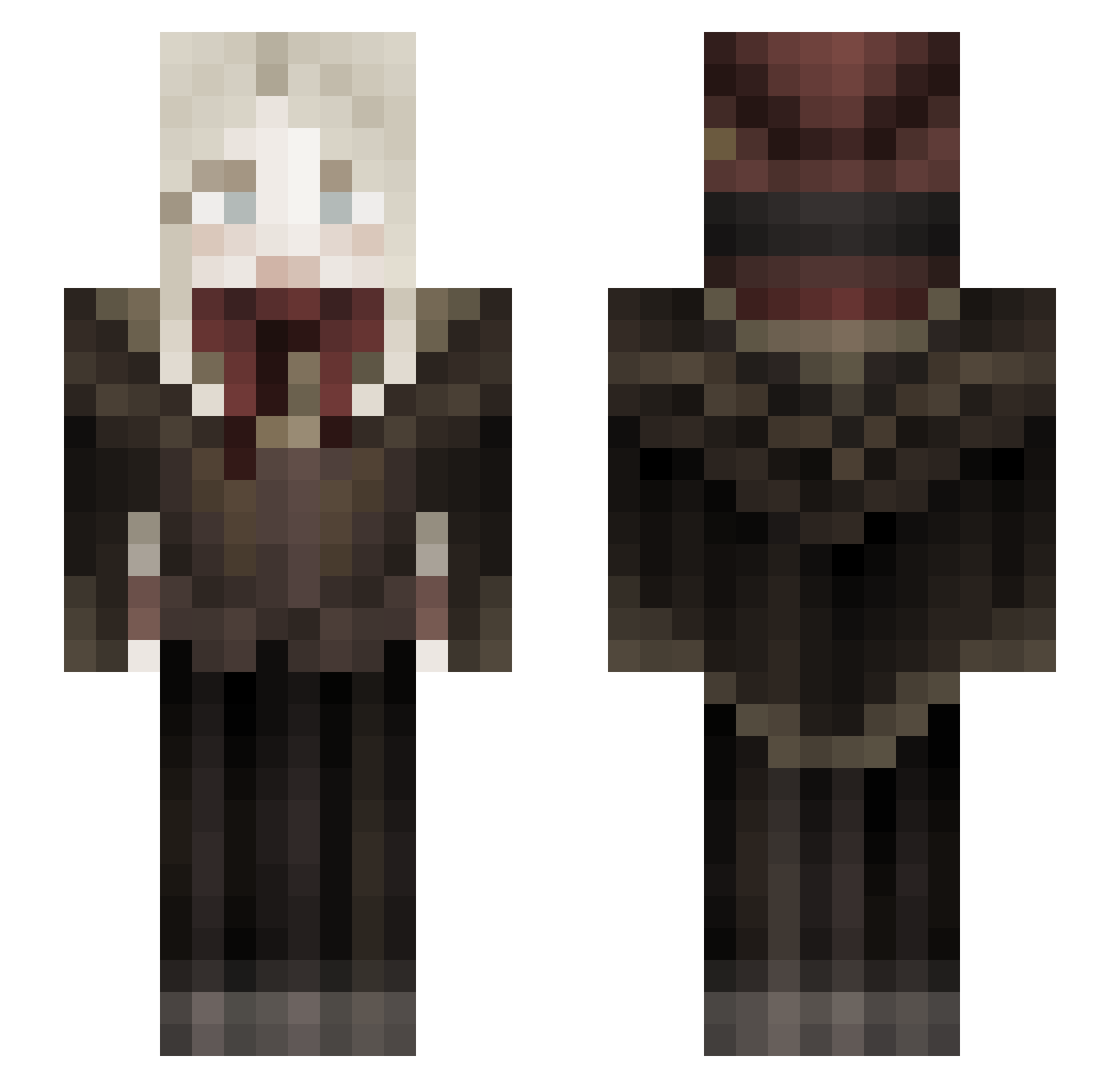 BoneNodle Minecraft skin, front and back view