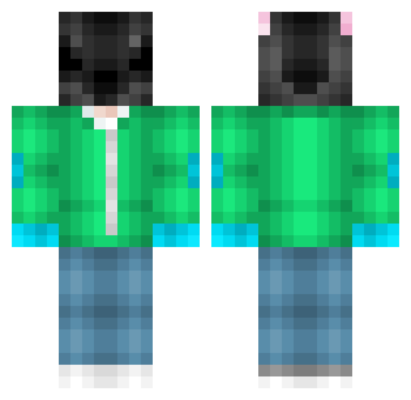 52am Minecraft skin, front and back view