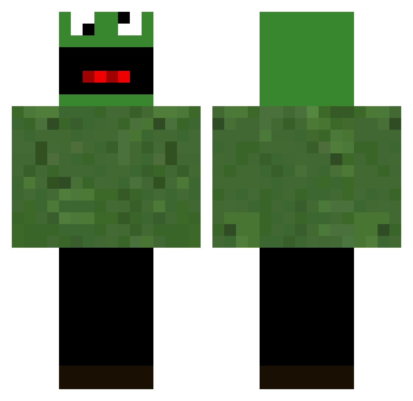 honging Minecraft skin, front and back view