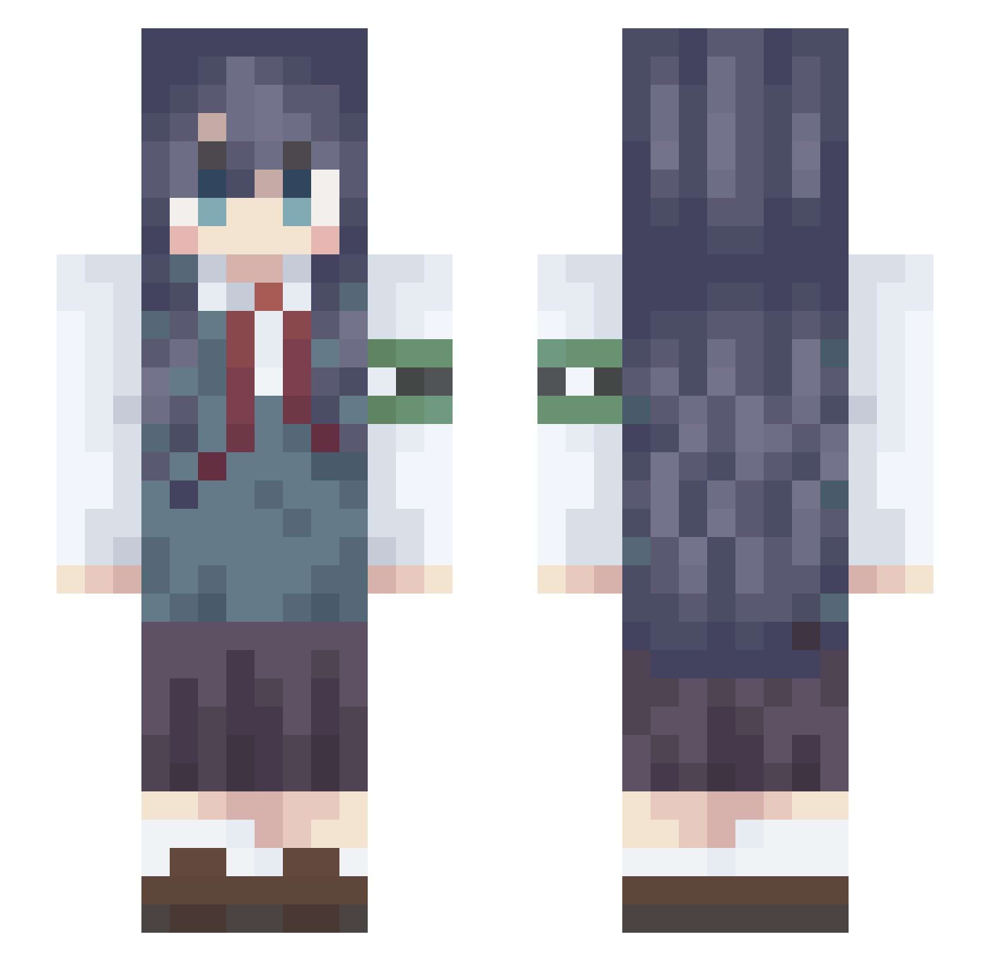 Dr_WiseToes Minecraft skin, front and back view