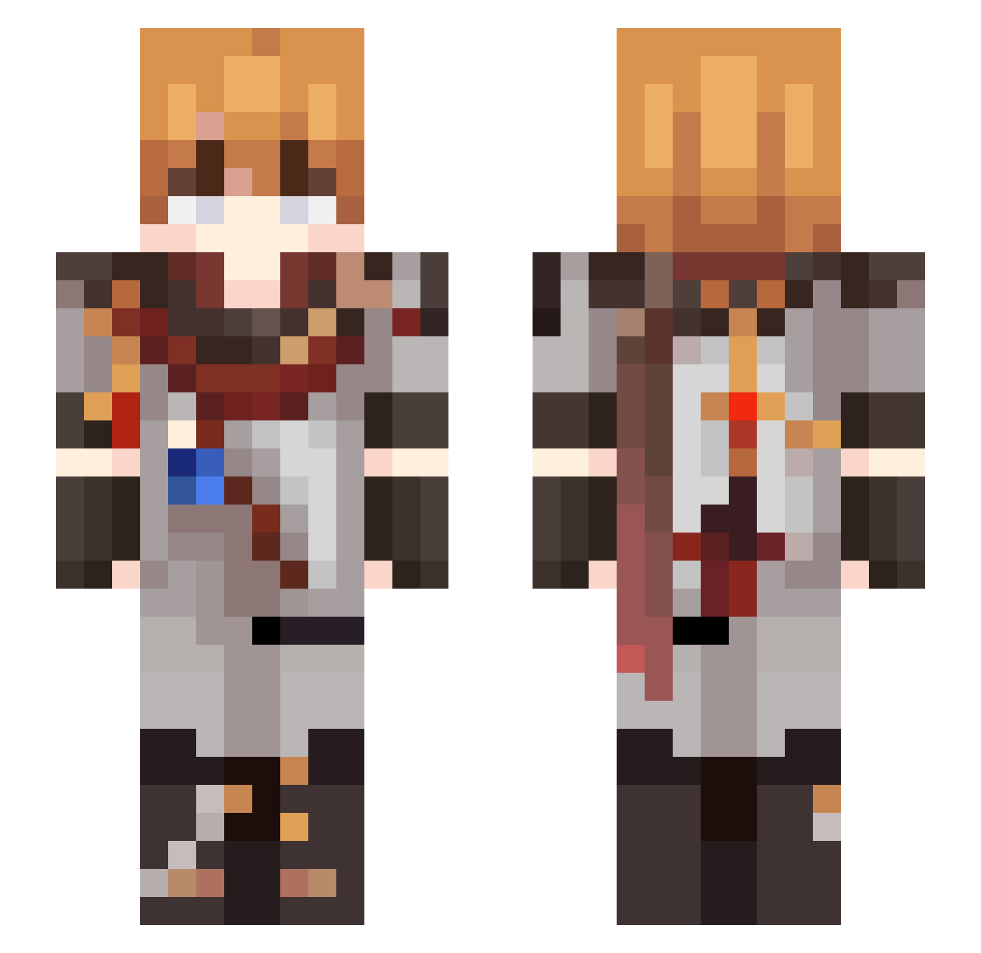 NAXDABOT Minecraft skin, front and back view