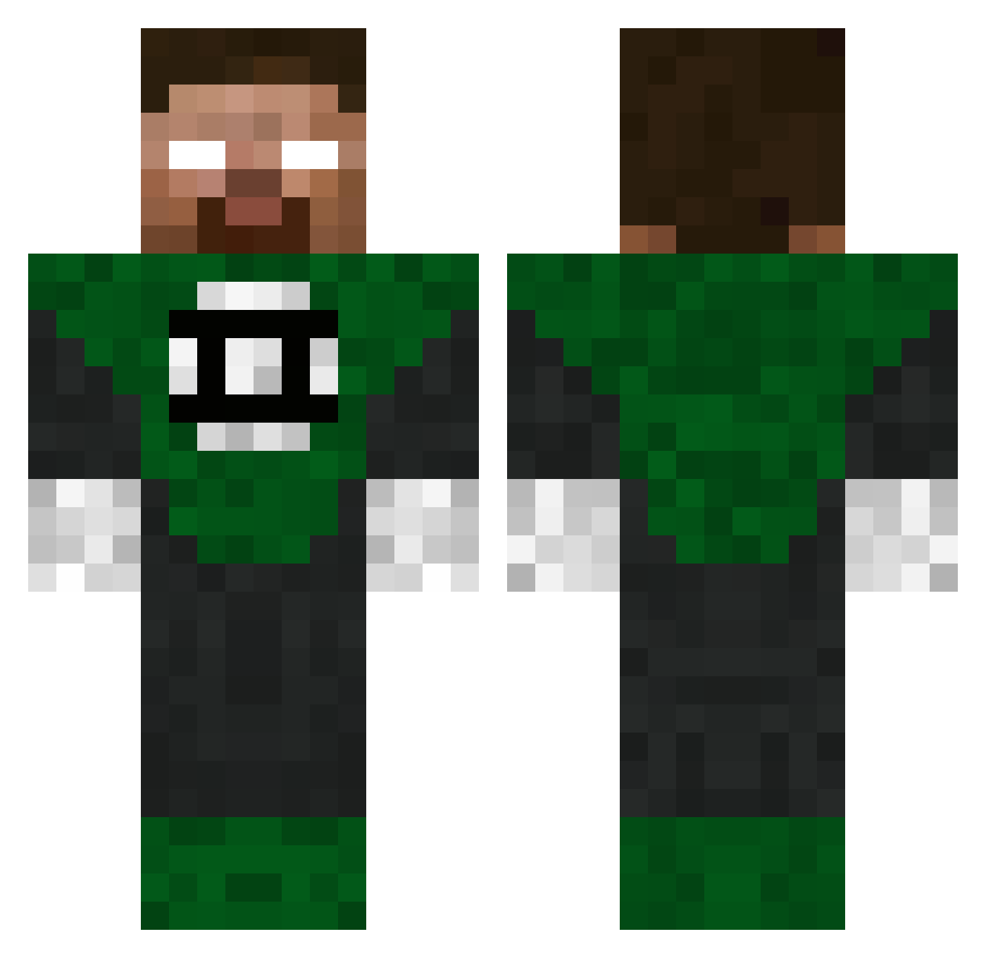 MERKBC Minecraft skin, front and back view