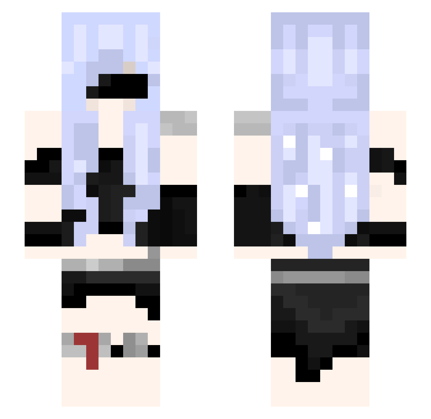 nevikset Minecraft skin, front and back view