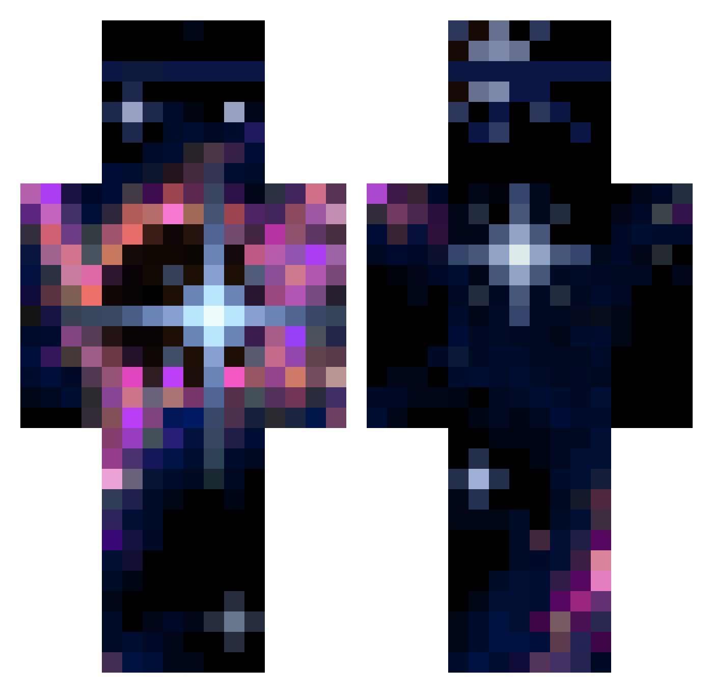 LunarRayz Minecraft skin, front and back view