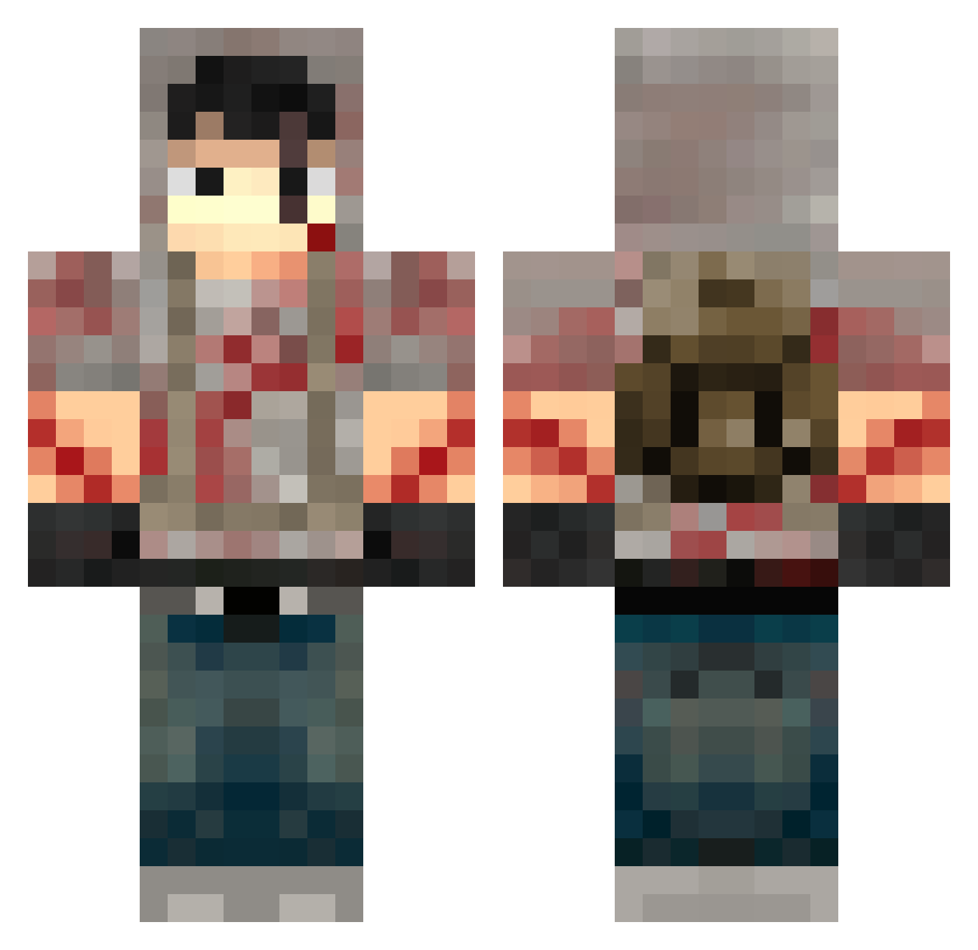 DarthAstro Minecraft skin, front and back view