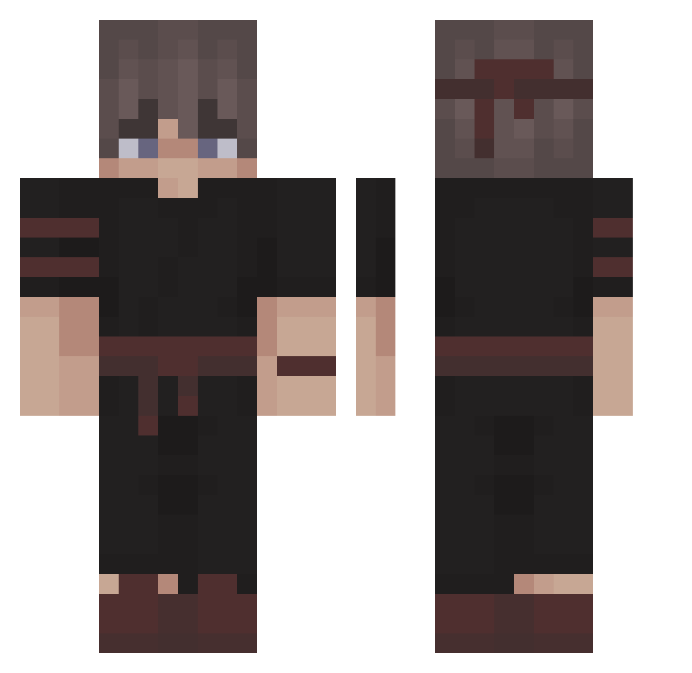 ShotoOnFire Minecraft skin, front and back view