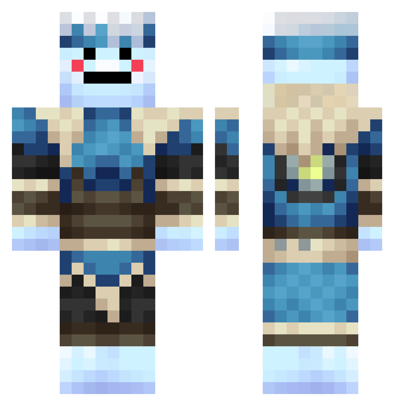 dzprSZN Minecraft skin, front and back view