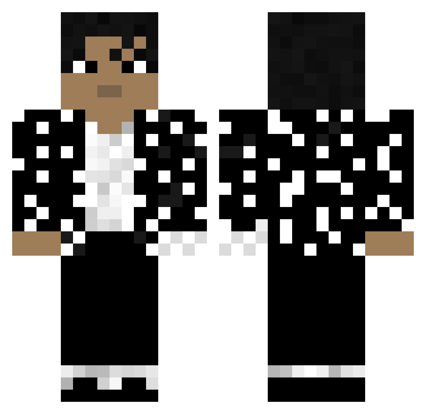 ShadowCrxft Minecraft skin, front and back view