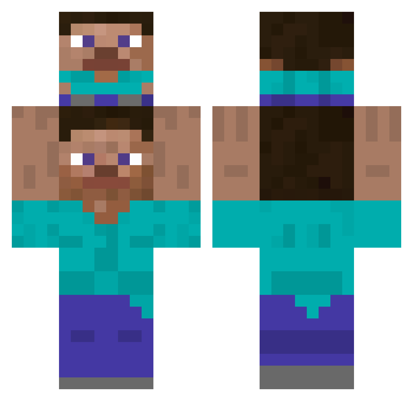 ygtbuba Minecraft skin, front and back view