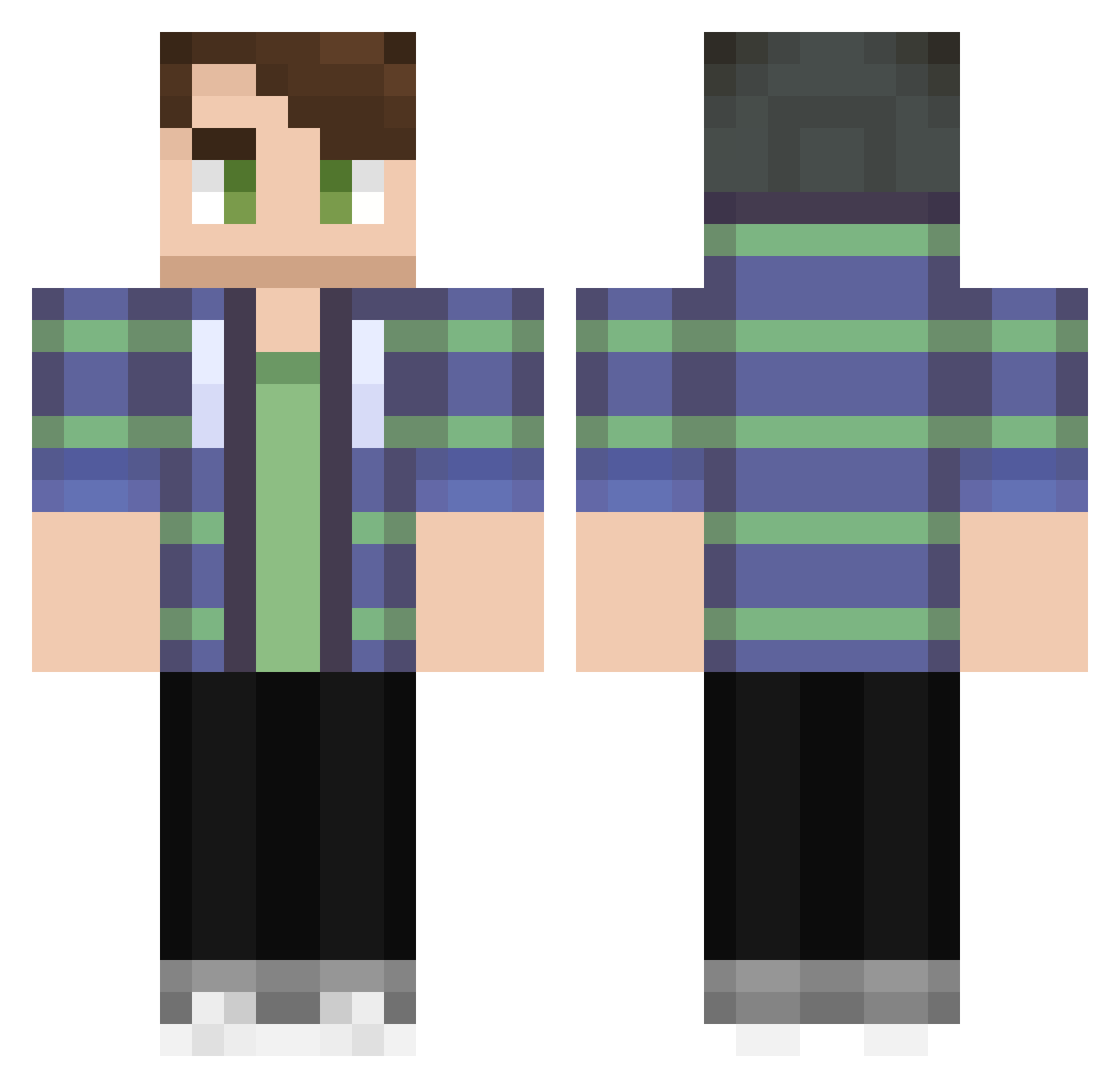 SpaceHammy Minecraft skin, front and back view