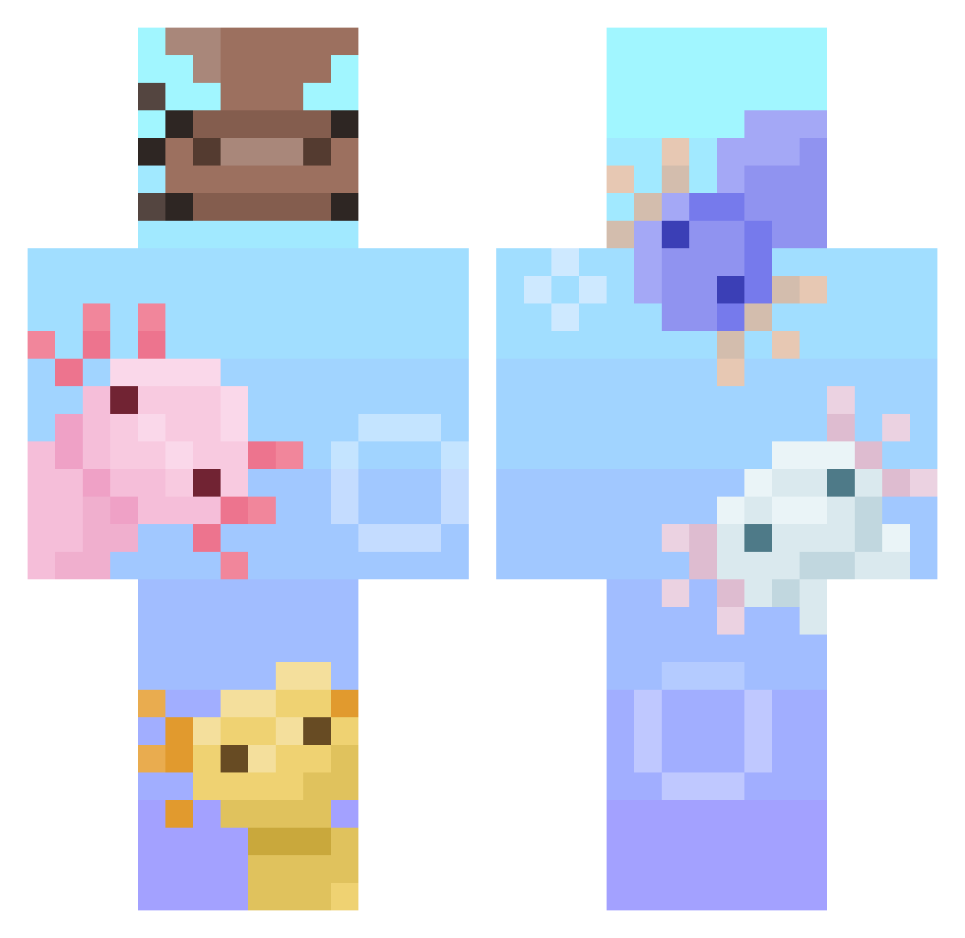 aGooseIRL Minecraft skin, front and back view
