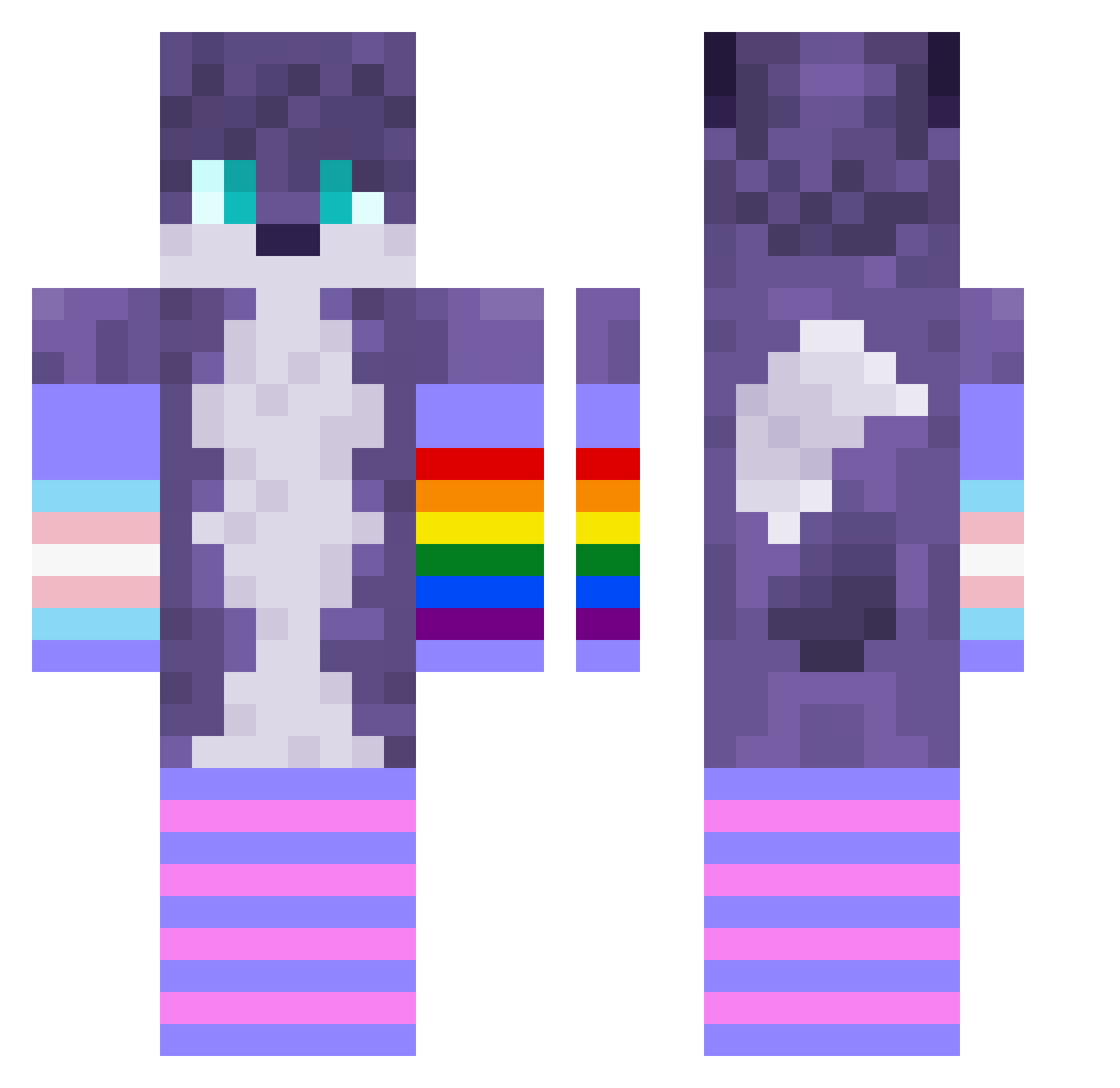 JuicyJeniffer Minecraft skin, front and back view
