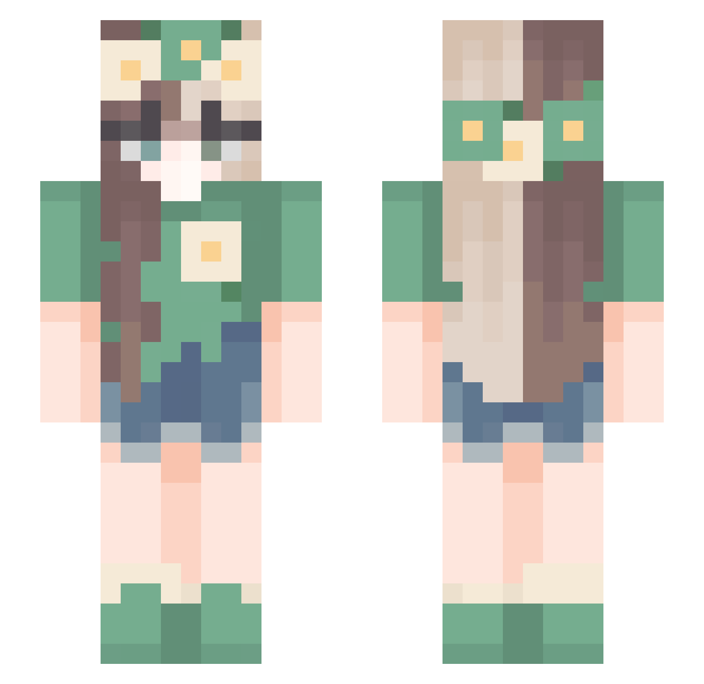 evilbackpack Minecraft skin, front and back view