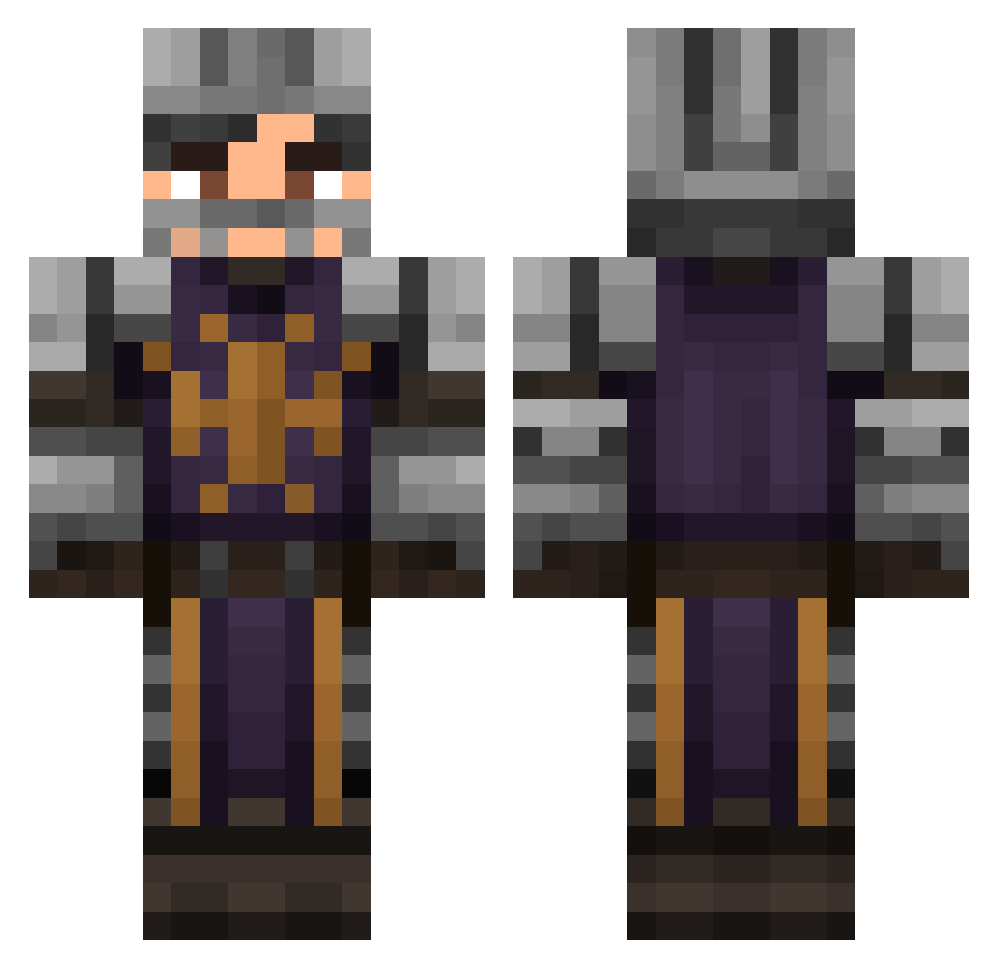 strangerH Minecraft skin, front and back view