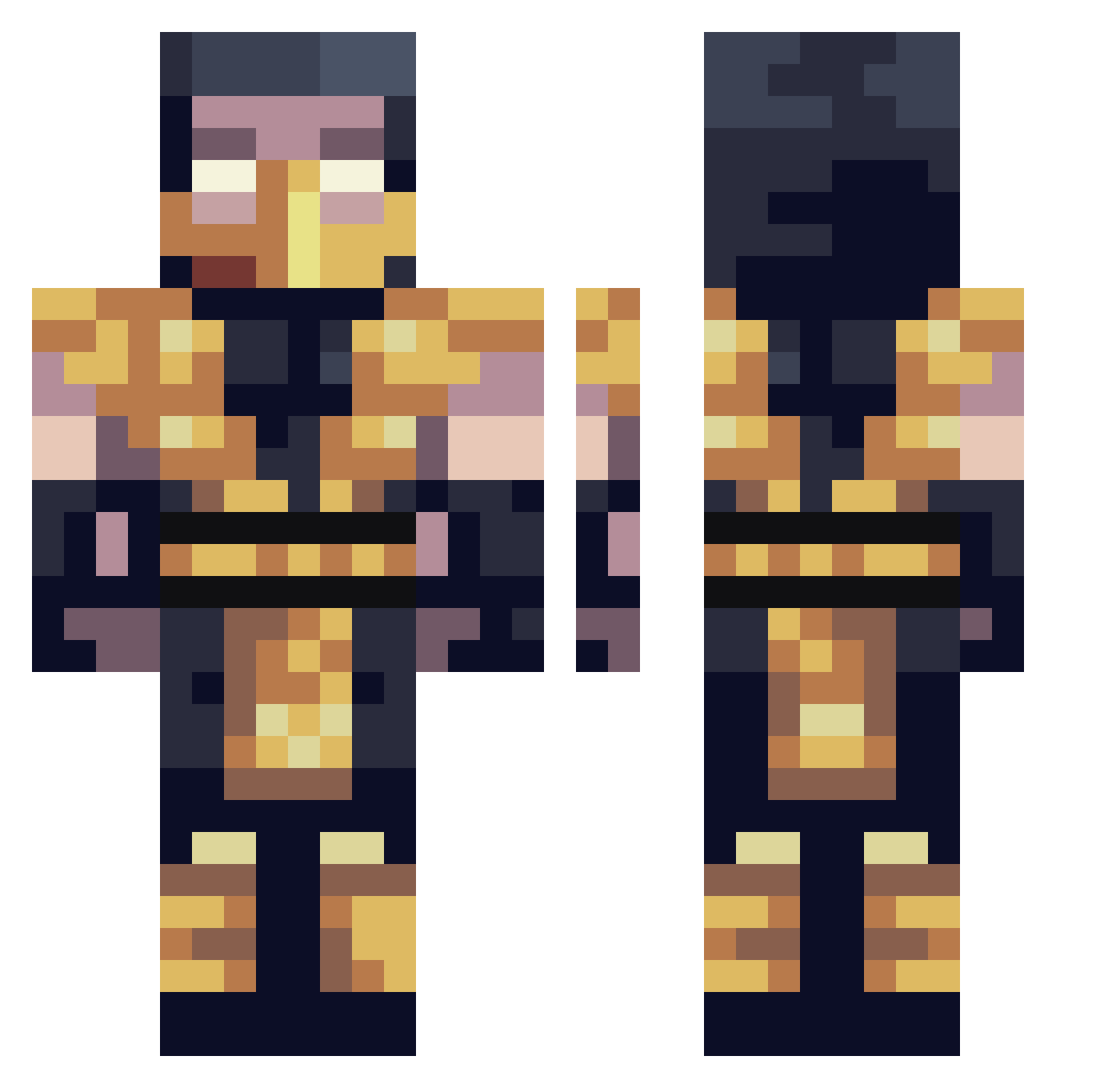 Lowkey1312 Minecraft skin, front and back view