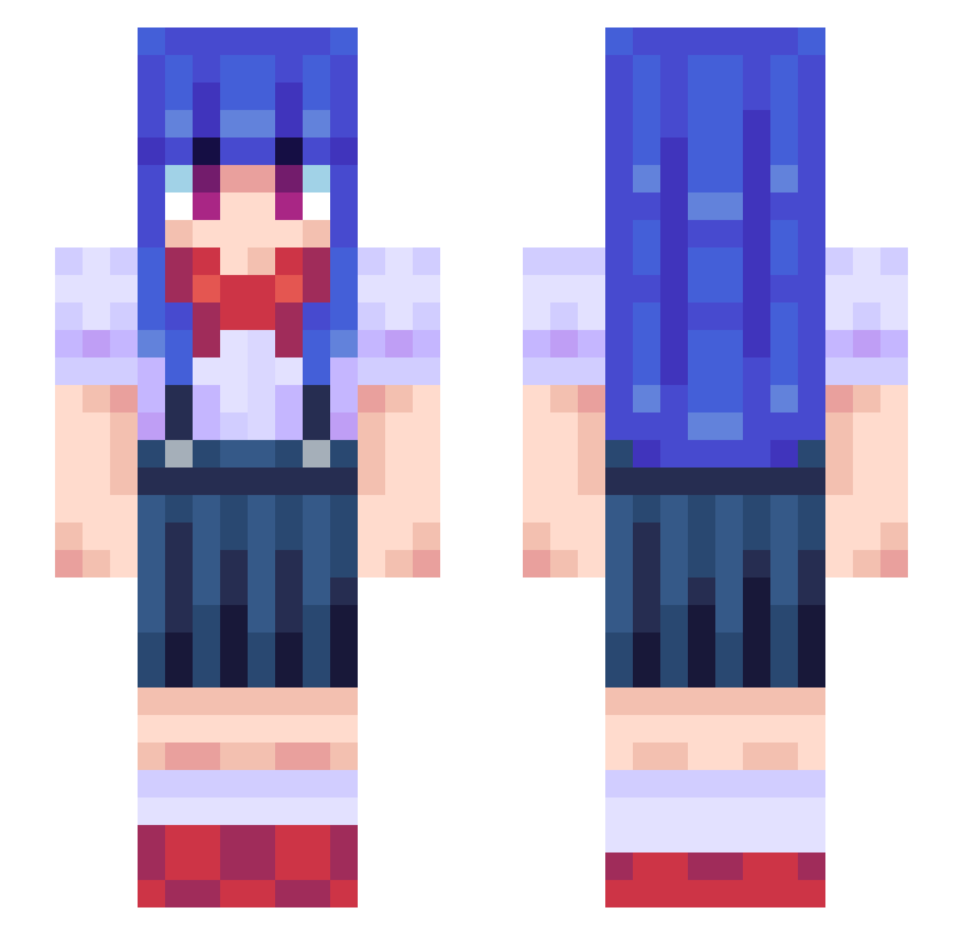 ExE34 Minecraft skin, front and back view