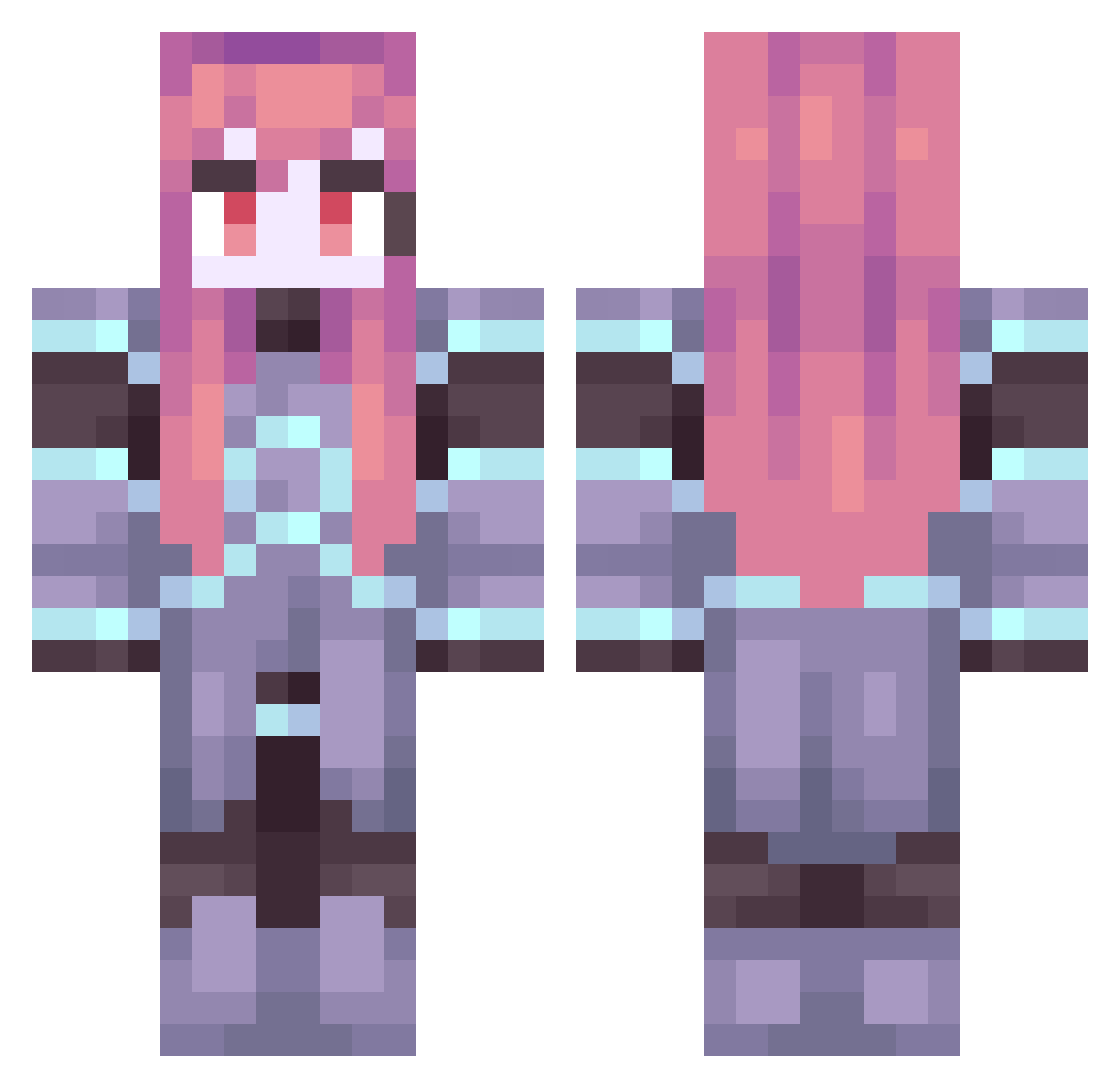 Coneheadart Minecraft skin, front and back view