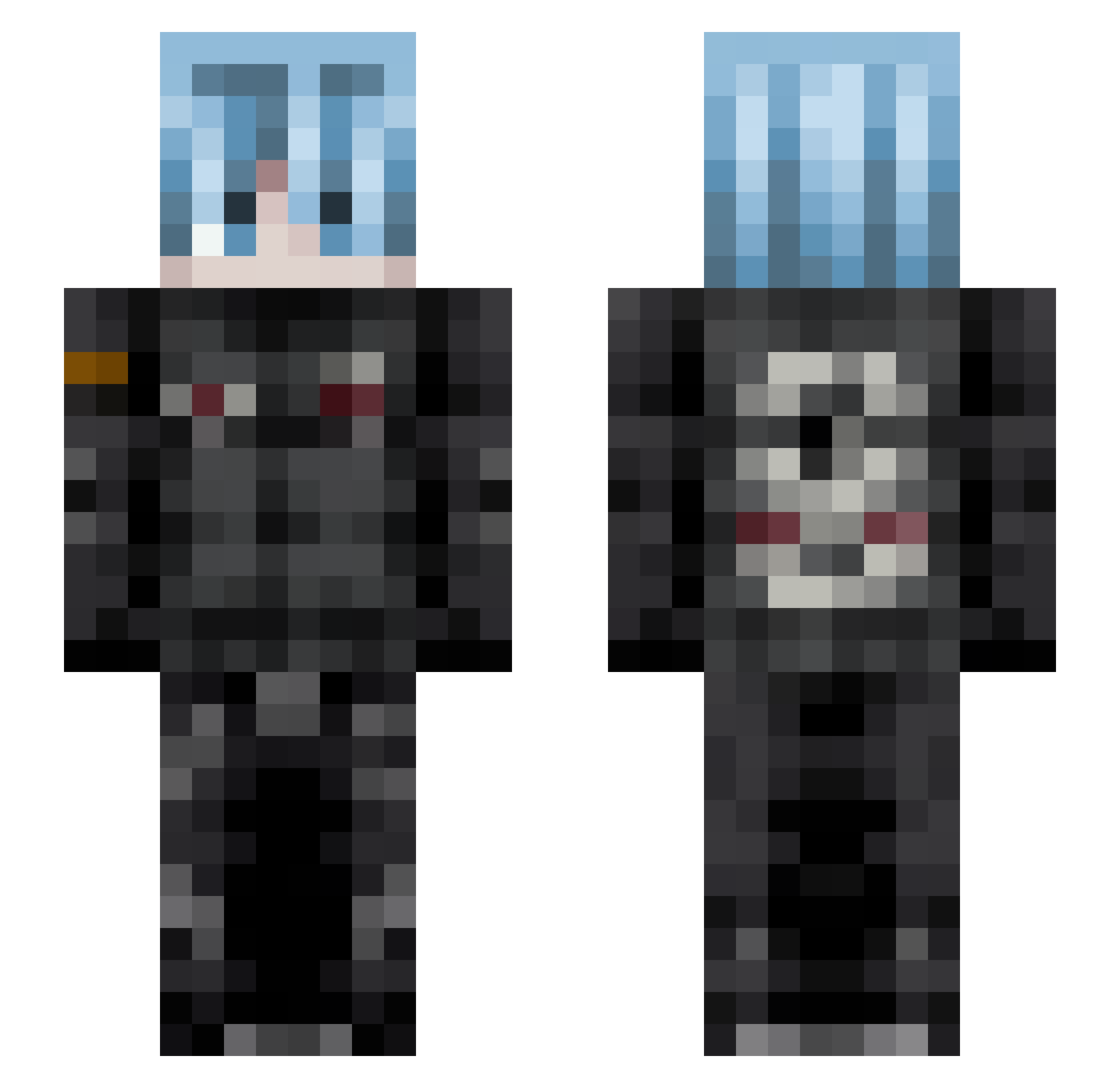 senjuBiber Minecraft skin, front and back view