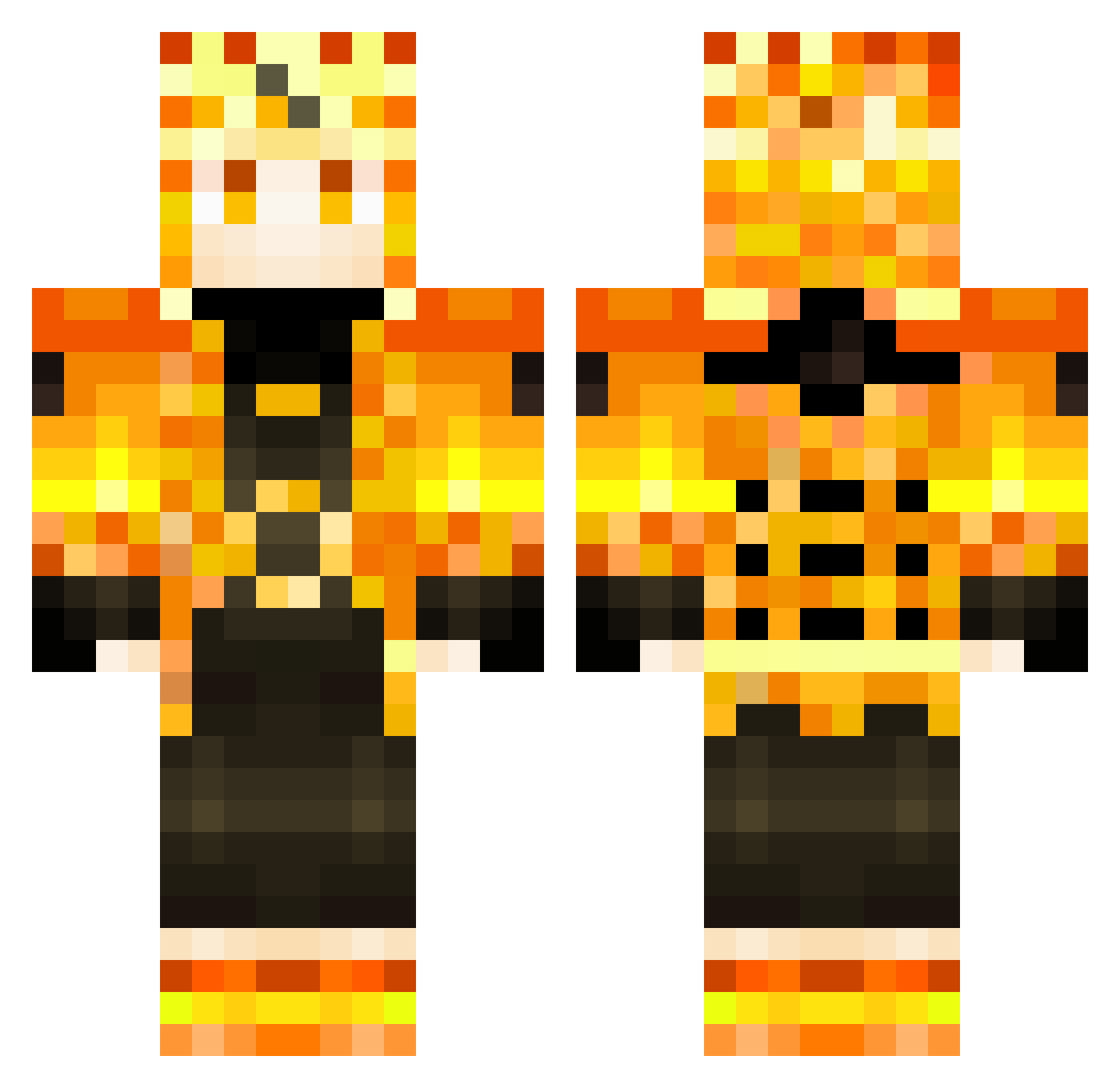 AhjinSolos Minecraft skin, front and back view