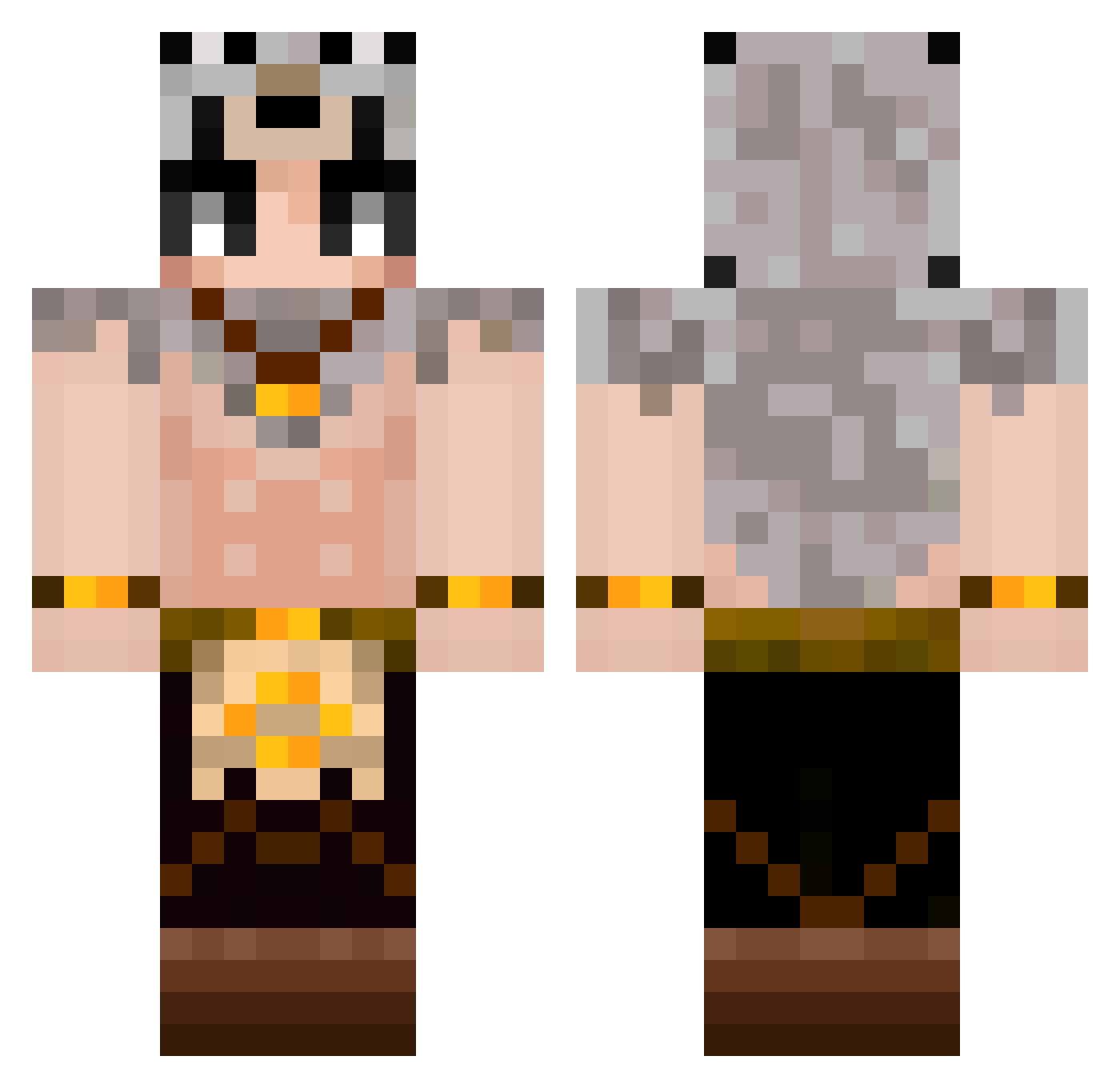 KozzyProno Minecraft skin, front and back view