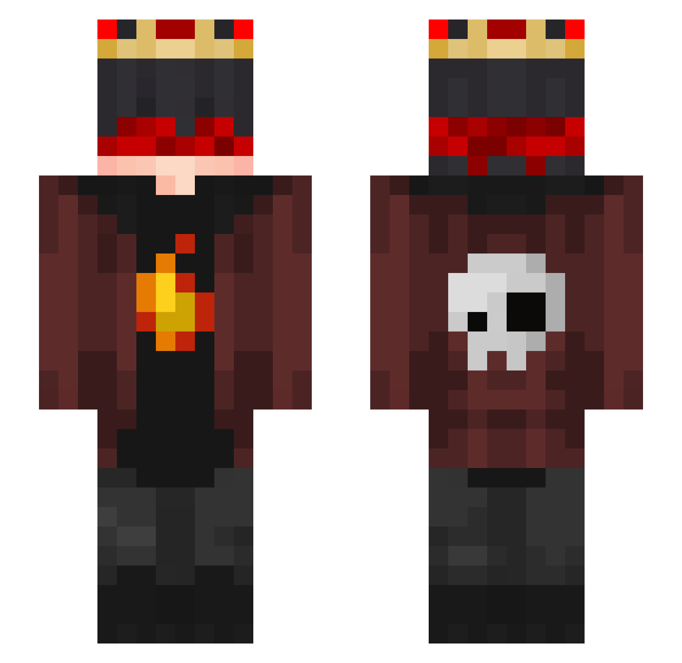 bkrcnbkr Minecraft skin, front and back view