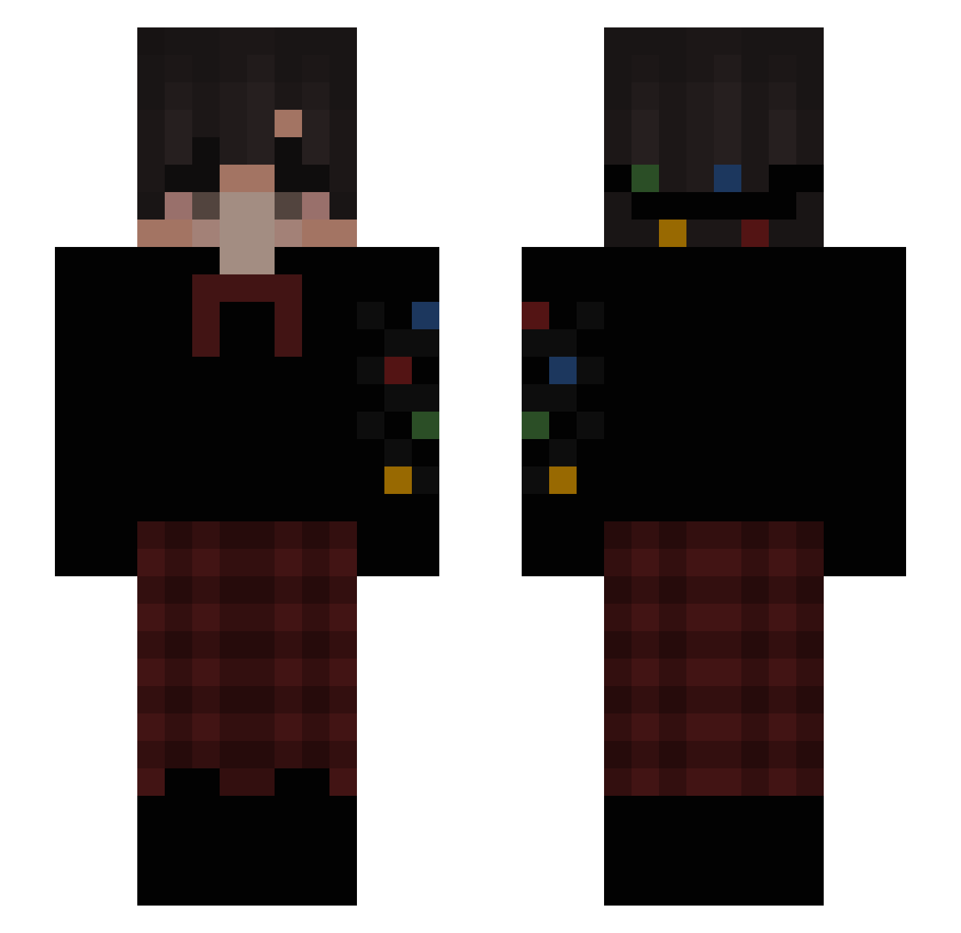 Zeeye Minecraft skin, front and back view