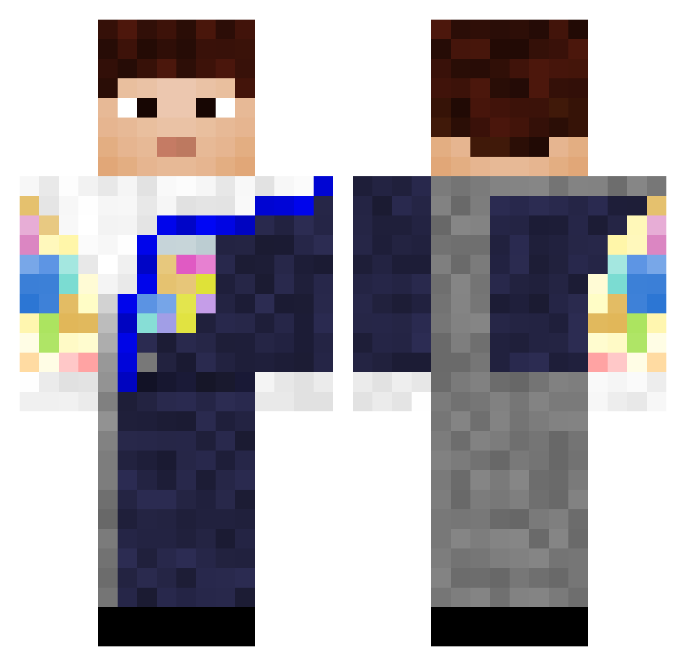 shufflesninja Minecraft skin, front and back view