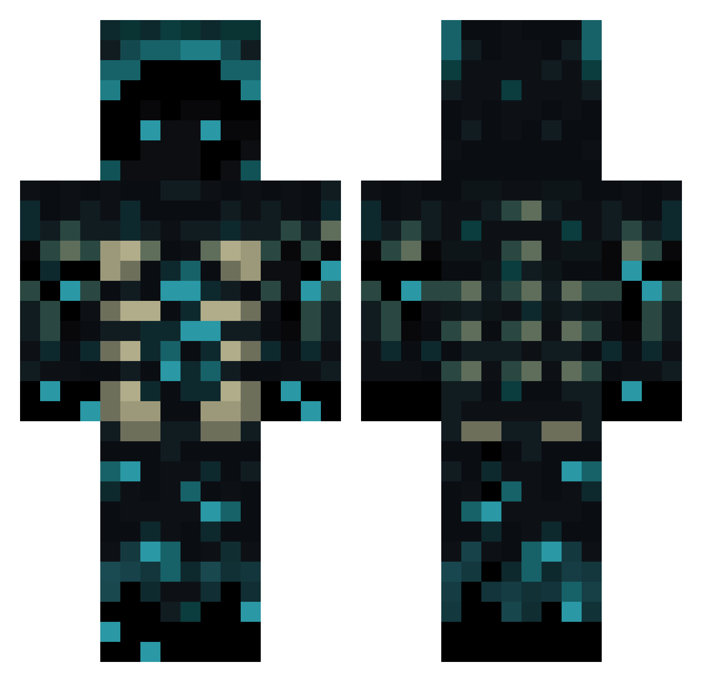 PowerWordScrunch Minecraft skin, front and back view