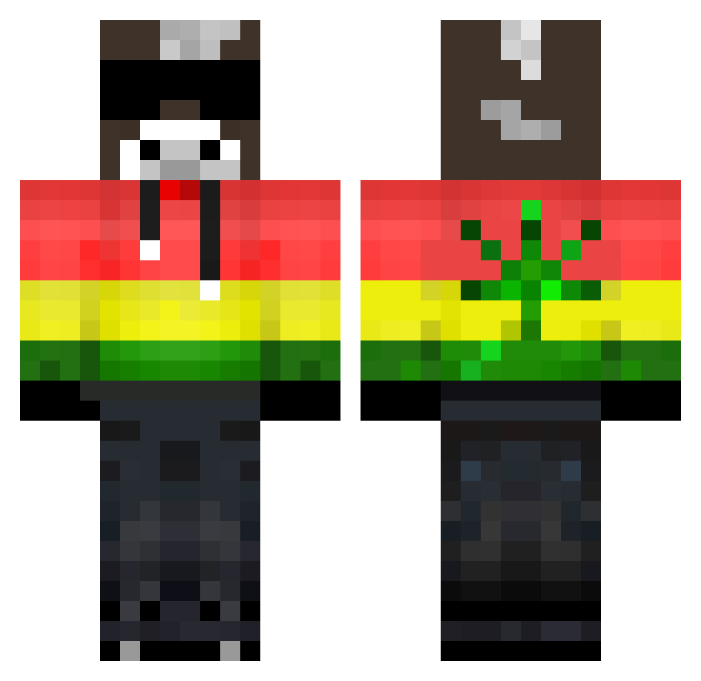 Suntanning Minecraft skin, front and back view