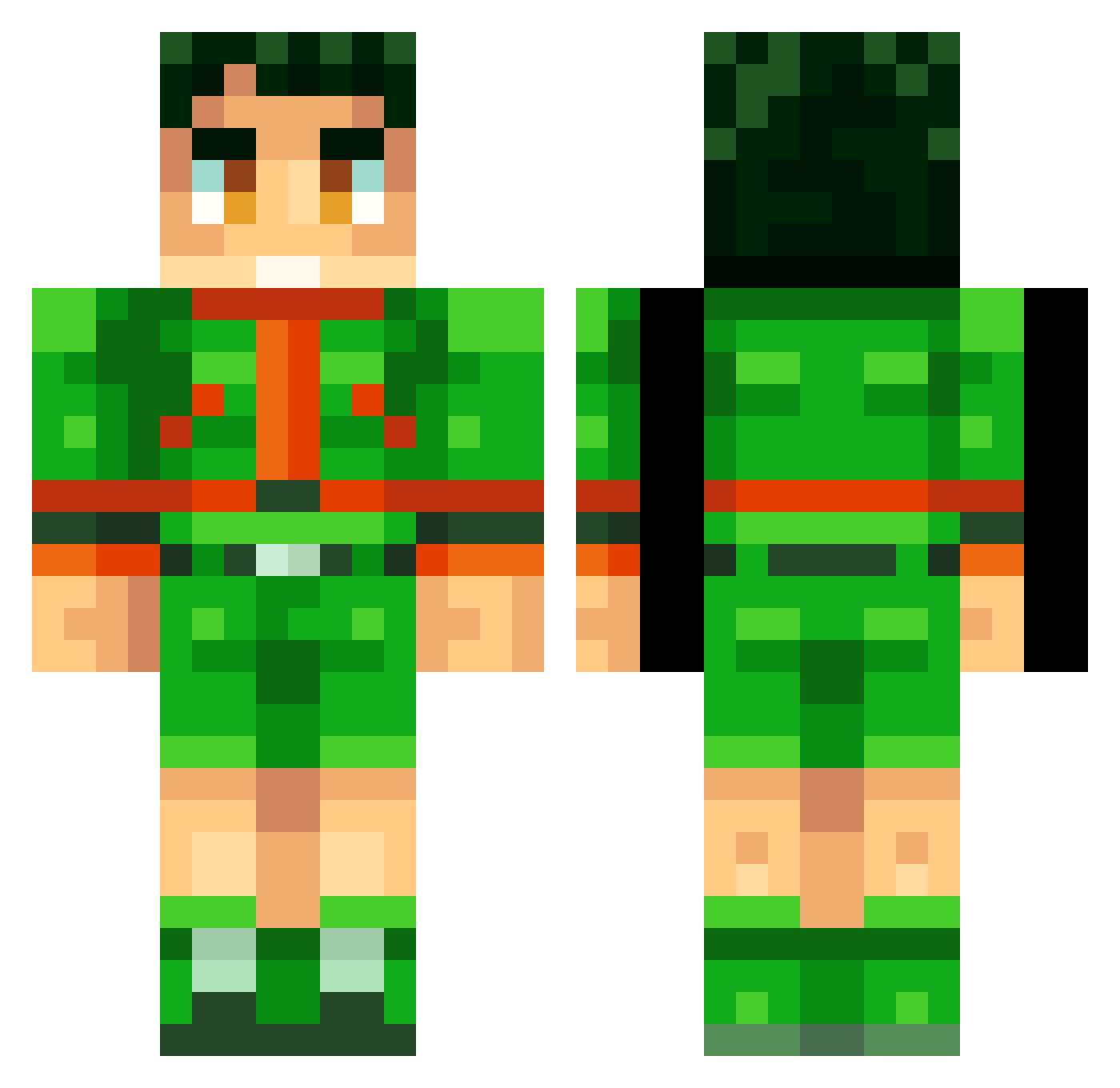 BosseSama Minecraft skin, front and back view