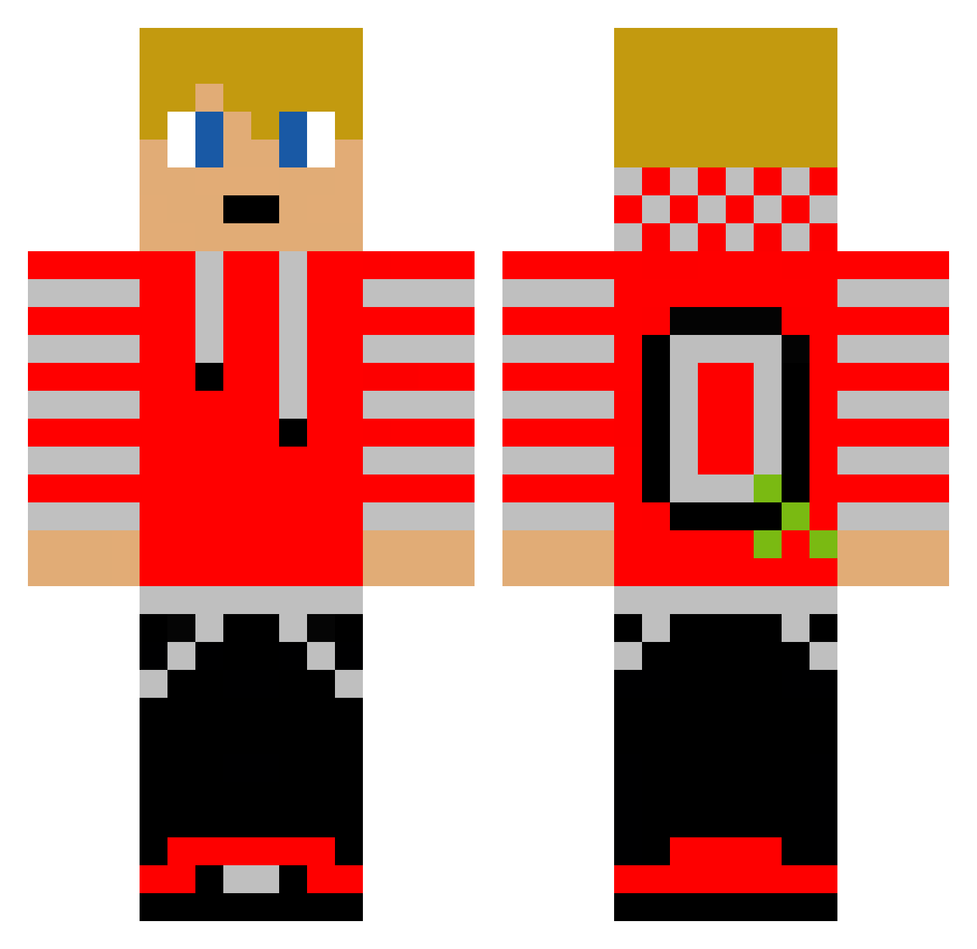 Prestigeful Minecraft skin, front and back view