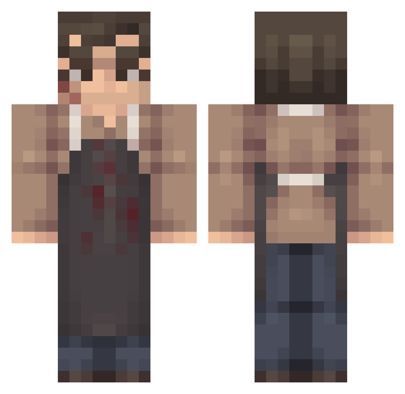 IrriMorgan Minecraft skin, front and back view