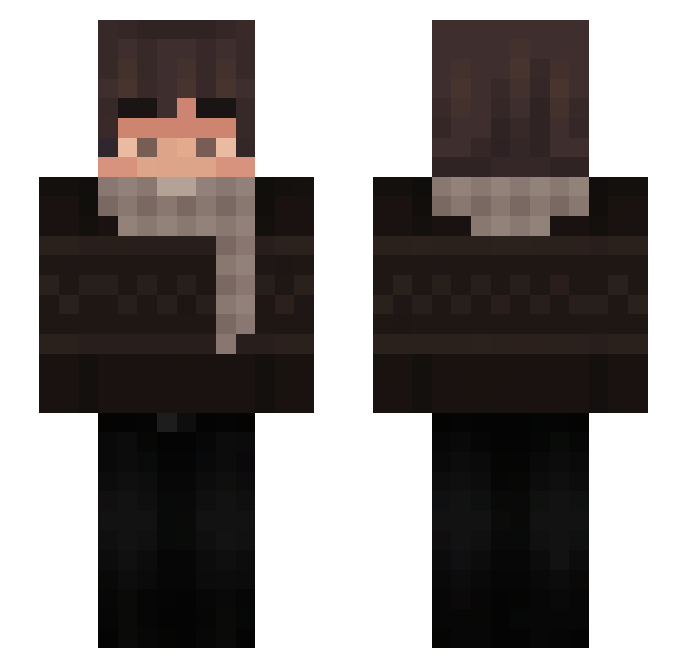 Oarkh Minecraft skin, front and back view