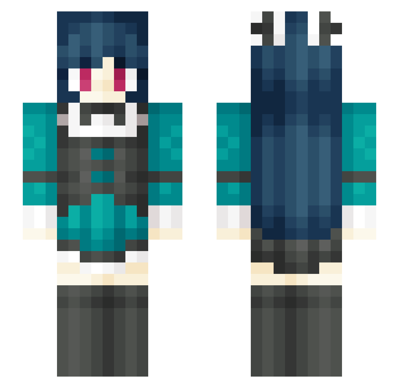 Yaelaxil Minecraft skin, front and back view